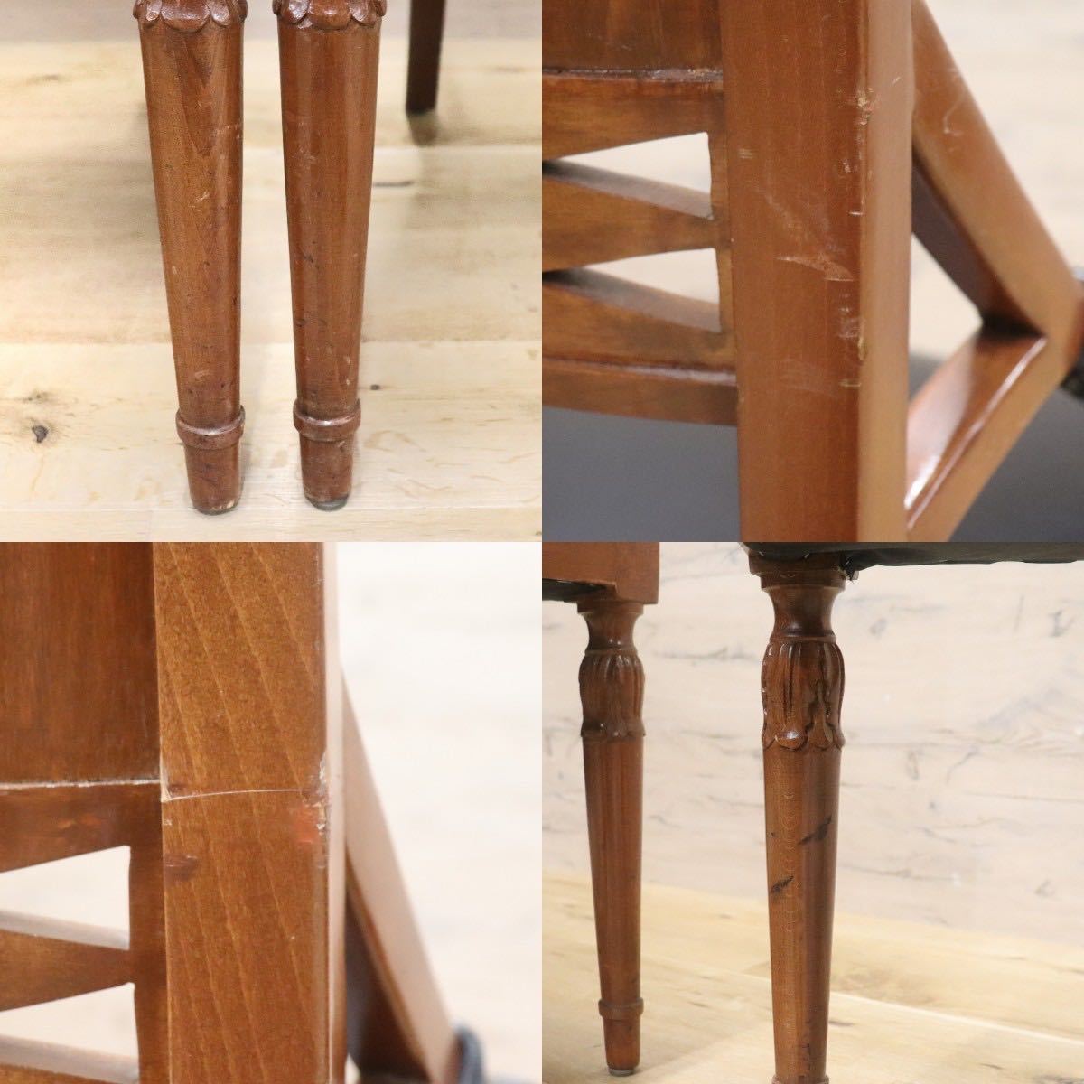 GMGN149A○イタリア製 クラシック モダン ダイニングチェア 椅子 2脚セット セミアームチェア 本革 レザー 西洋 アール・ヌーヴォー