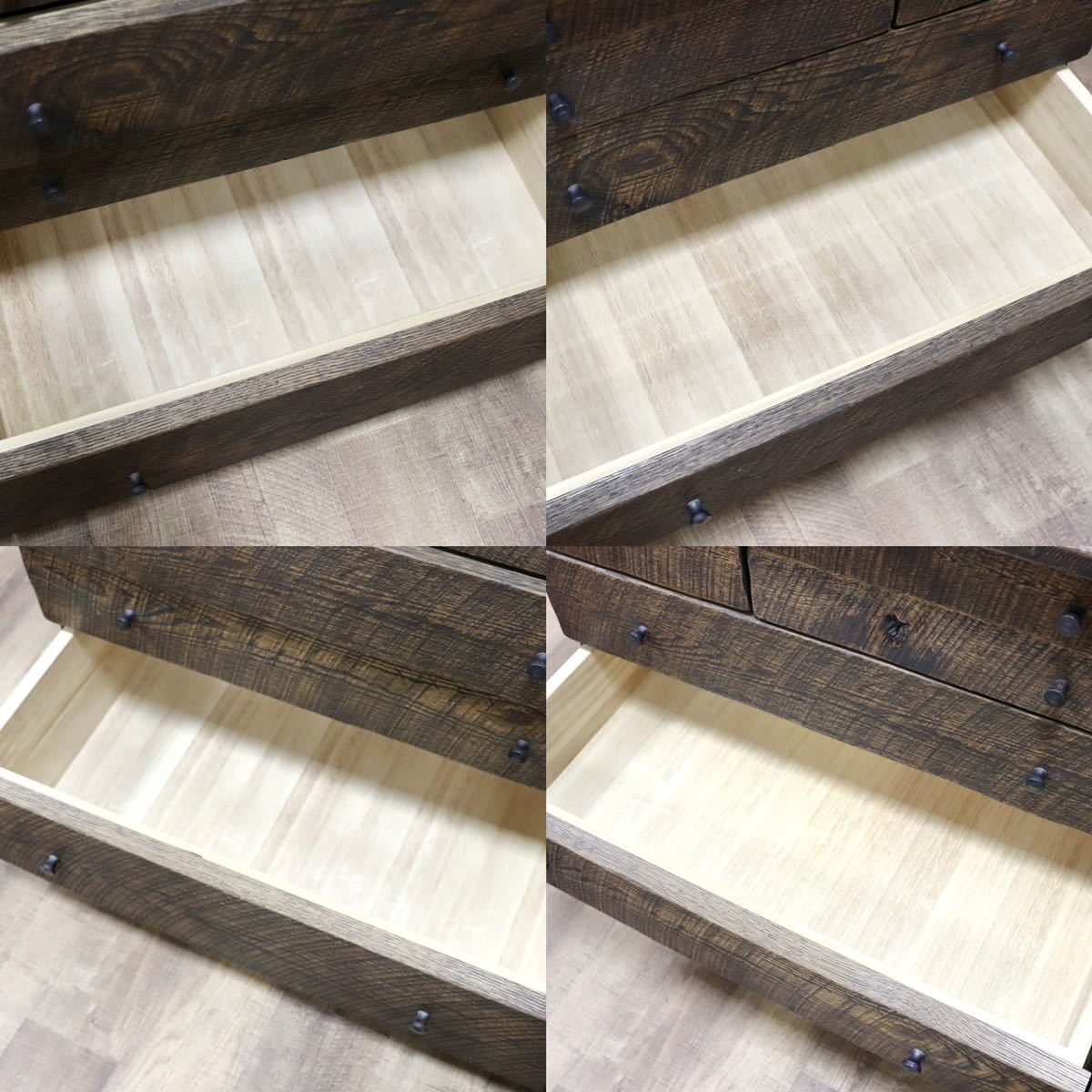 GMGK286○楢無垢材 最高級 特注 サイドボード リビングボード チェスト 収納家具 工房家具 和モダン 浮造り 約100万