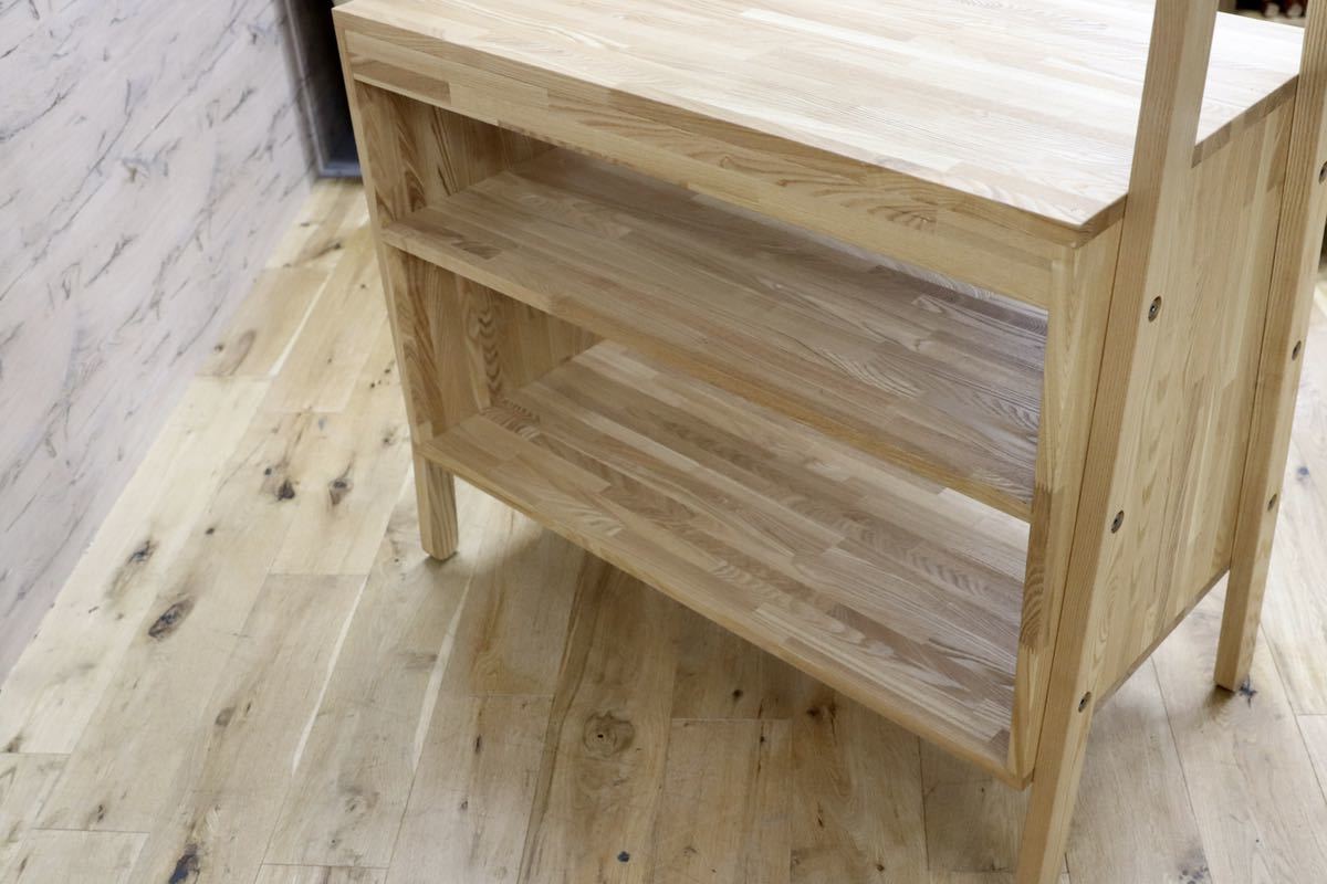 GMFS156A○北欧モダン シェルフ ラック リビング収納 タモ材 飾り棚 ナチュラル ハンガーラック オープンシェルフ 展示品