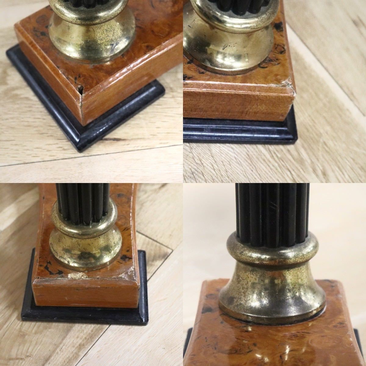 GMGN233D○イタリア製 サイドテーブル 丸テーブル バーズアイメープル 御影石 エレガント クラシック ヨーロッパ家具 ※引取り推奨