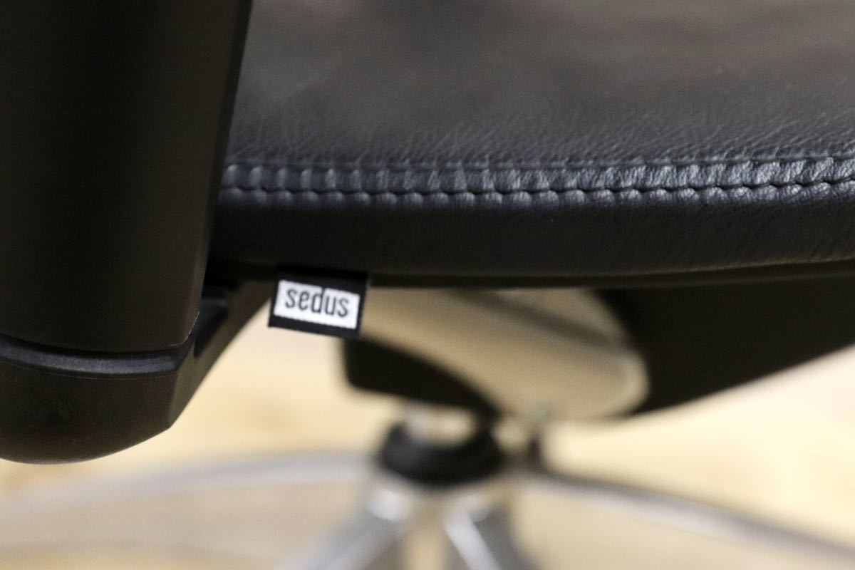GMGF31○sedus / セダス OPEN UP オープンアップ デスクチェア ハイバックチェア 本革 黒 書斎椅子 オフィスチェア ドイツ 定価約43万