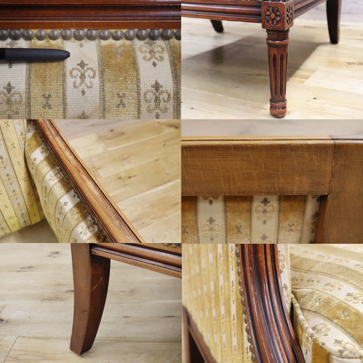 GMGN389B○英国 ヴィンテージ シングルソファ 1人掛けソファ ラウンジチェア 椅子 鋲打 ファブリック クラシカル アンティーク オールド