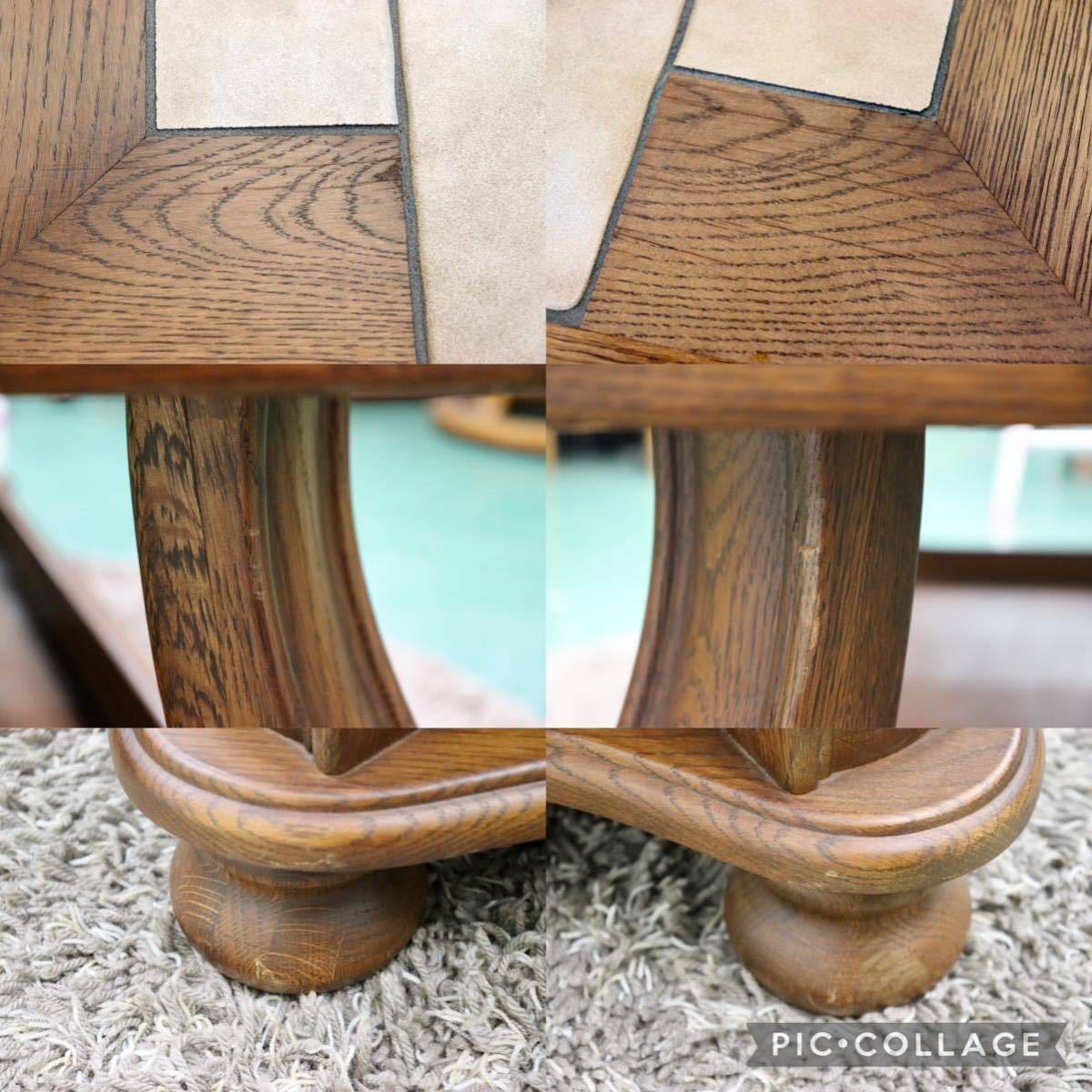 GMGT68○オランダ ダッチカントリースタイル センターテーブル リビングテーブル オーク材 無垢 タイル張り