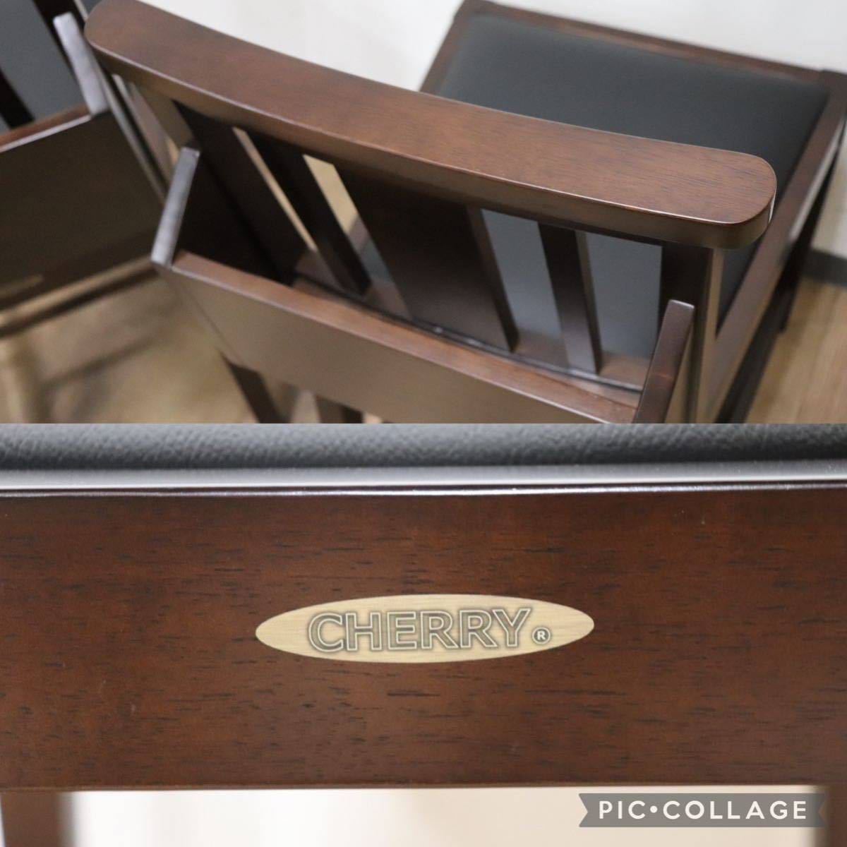 GMGN342D○CHERRY FURNITURE / 桜屋工業 ダイニングチェア チャーチチェア マガジンラック 合皮 ダークブラウン 2脚セット モダン 未使用品
