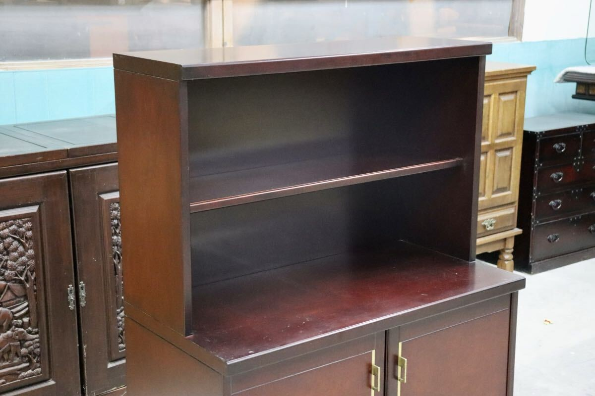 GMIK811A○モリシゲ / MORISHIGE キャビネット 飾り棚 本棚 リビング収納 オリーブ印 昭和レトロ 高級家具 ヴィンテージ