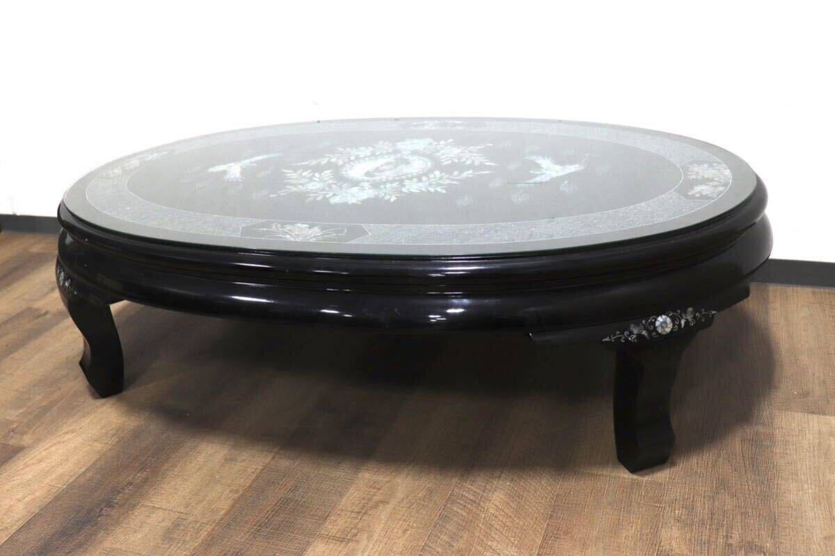 GMHS197○螺鈿細工 李朝家具 韓国美術 座卓 センターテーブル リビングテーブル 民藝 応接 座敷 和家具 和レトロ モダン 最高級