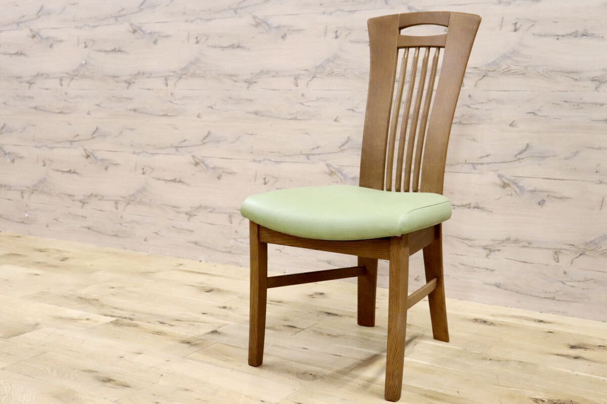GMHS223B○karimoku / カリモク ダイニングチェア アームレスチェア 椅子 カントリー モダン レトロ オーク 合皮 グリーン 国産家具