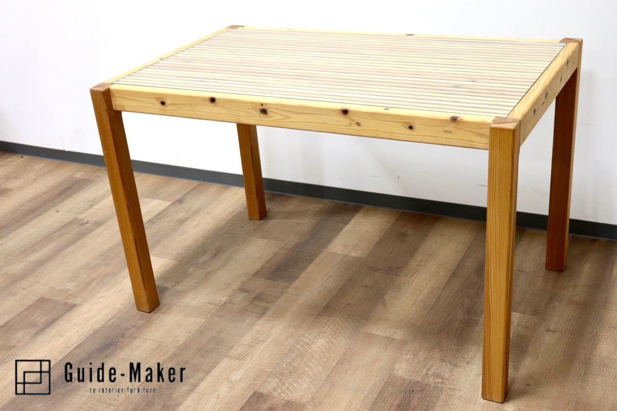 GMGN140A○素朴工房 SOBOKU ダイニングテーブル ガラステーブル 作業机 店舗什器 ディスプレイ台 杉材 北欧スタイル ※配送条件有り