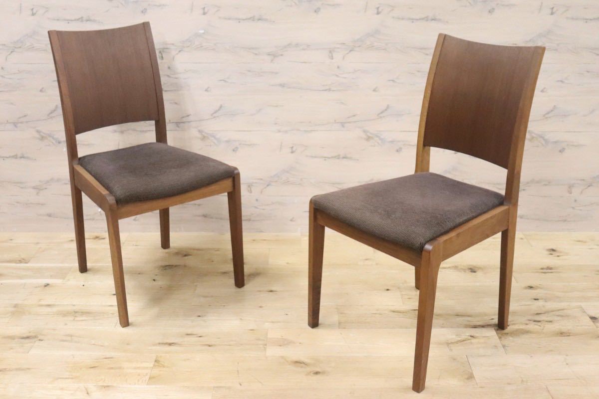 GMGN394A○国産家具 ダイニングチェア アームレスチェア 椅子 2脚セット ウォールナット 天然木 ファブリック モダン