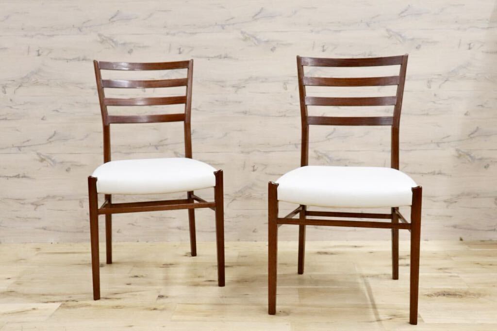 GMHN88B○karimoku / カリモク vivente ビベンテ ダイニングチェア 椅子 2脚セット 花梨無垢材 合皮 稀少 ヴィンテージ 定価約36万