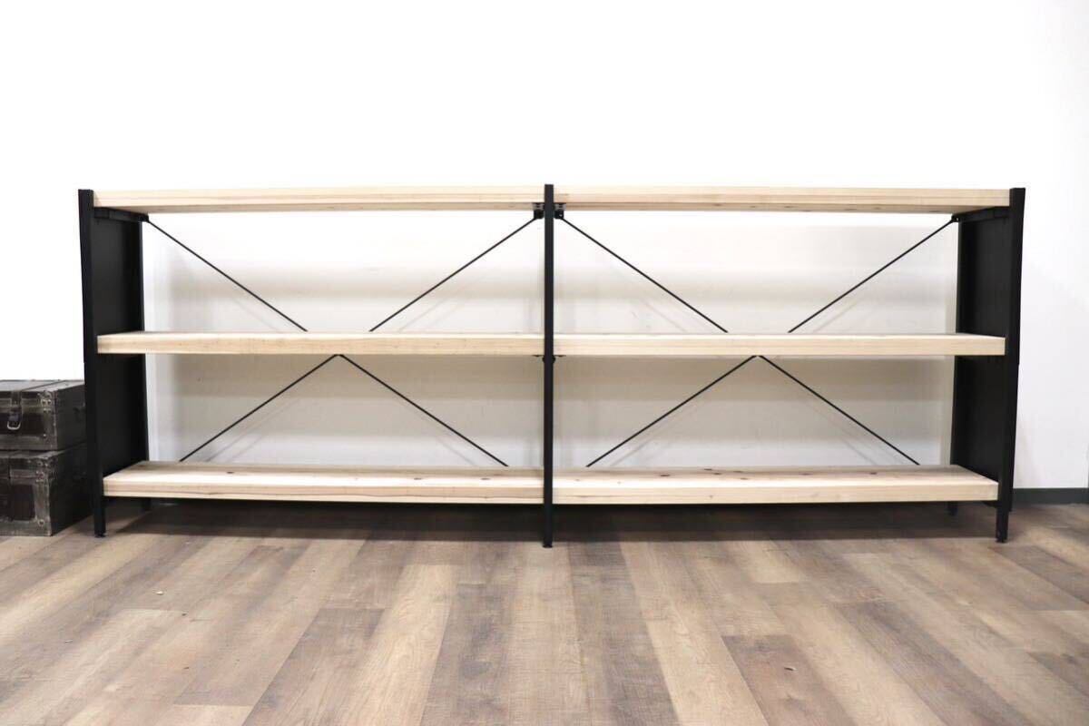 GMGK61D○MUJI / 無印良品 日本の木でできたユニットシェルフ 飾り棚 店舗什器 オフィス 無垢材 杉材 スチールフレーム 定価約14万 展示品