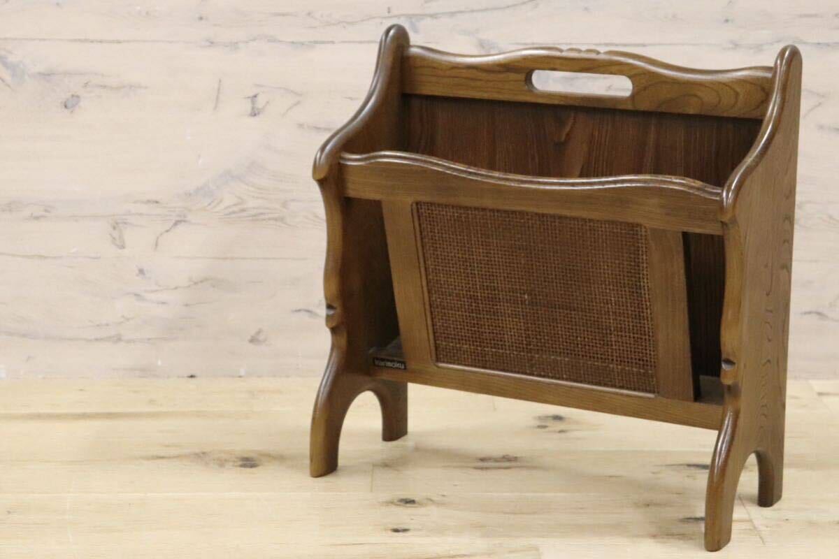 GMHS123A○karimoku / カリモク コロニアル マガジンラック スリッパラック 雑誌入れ 収納 木製 ラタン