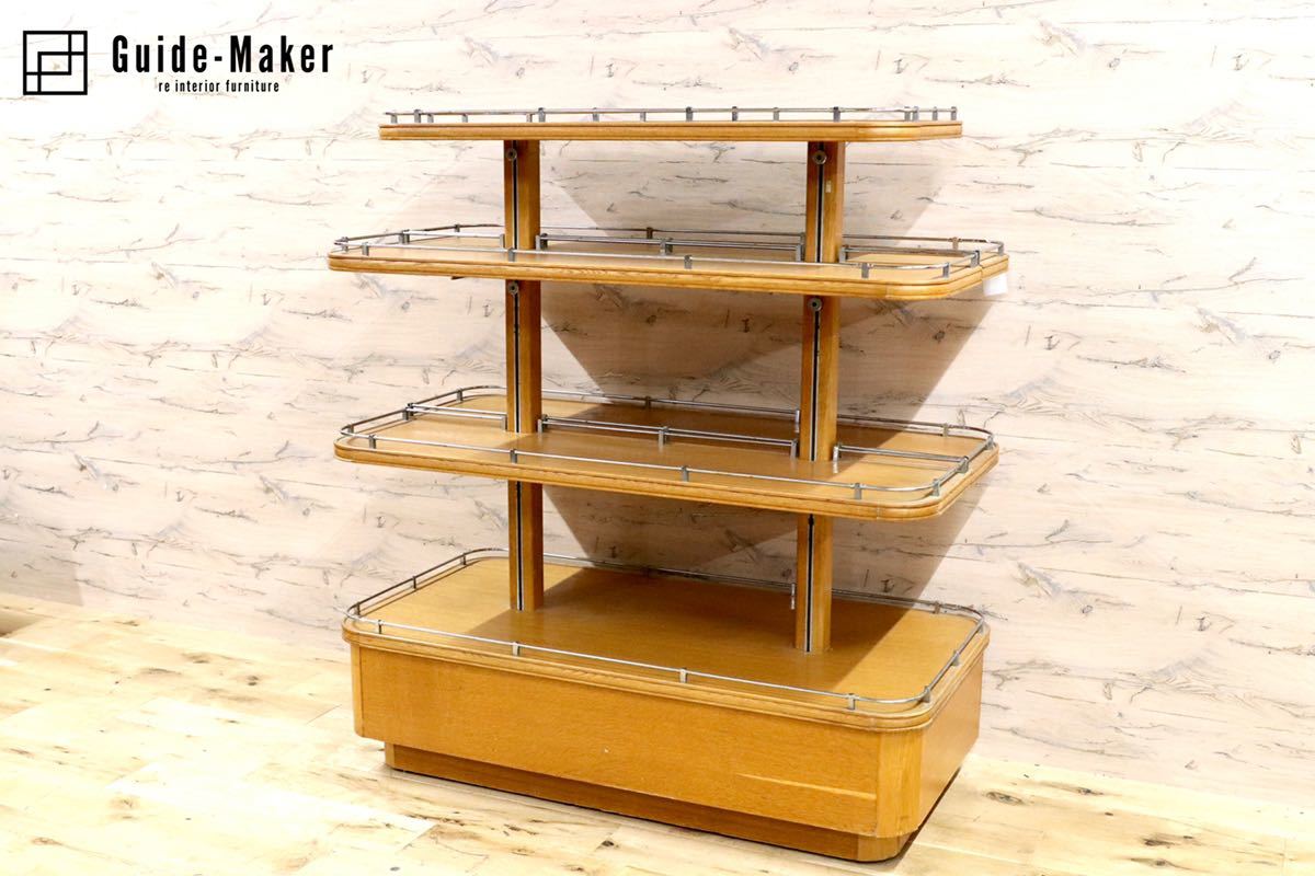 GMFH401○英国 イギリス アンティーク ディスプレイラック 棚 1940年代 オーク材 クラシック 西洋 店舗什器 輸入家具 定価38.5万