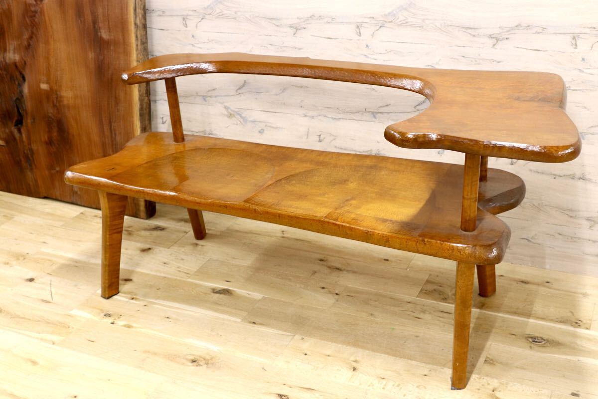 GMCK125○作家物 長椅子 ベンチ チェア 椅子 無垢材 工房家具 Fukugi 