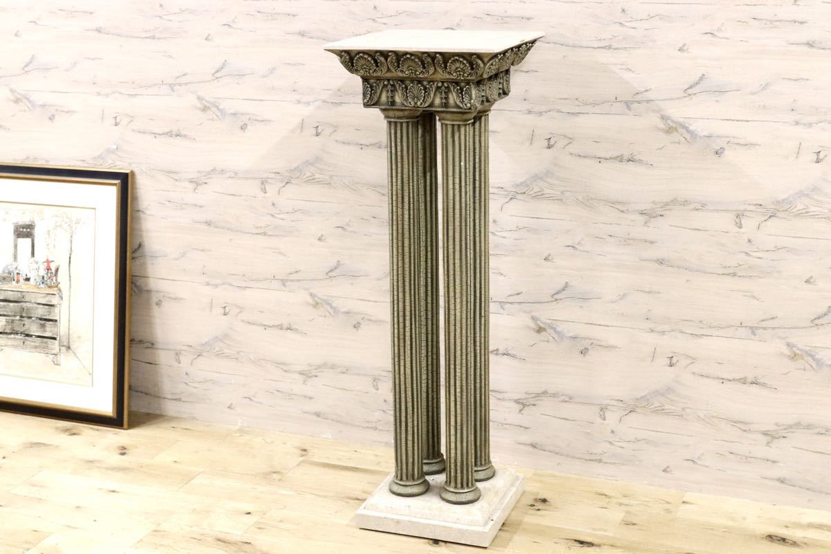 GMFK214A○西洋 ヨーロピアン クラシック オブジェ 玄関飾 置物 装飾柱 アンティーク 樹脂製 ローマ風