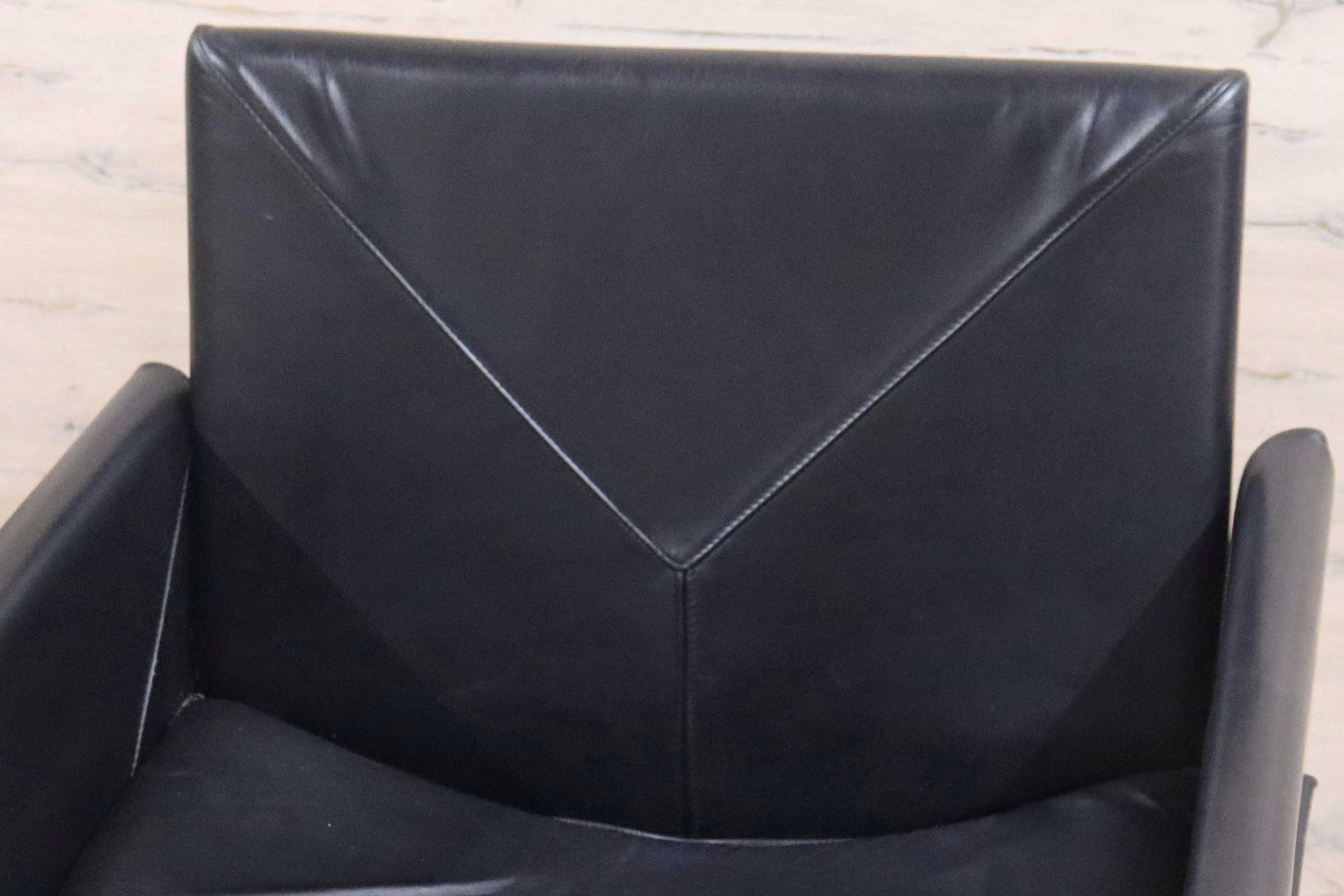 GMGK341D○Artfort / アーティフォート イージーチェア 黒 本革 イタリアモダン ヴィンテージ 稀少 検)cassina マリオベリーニ ブレイク