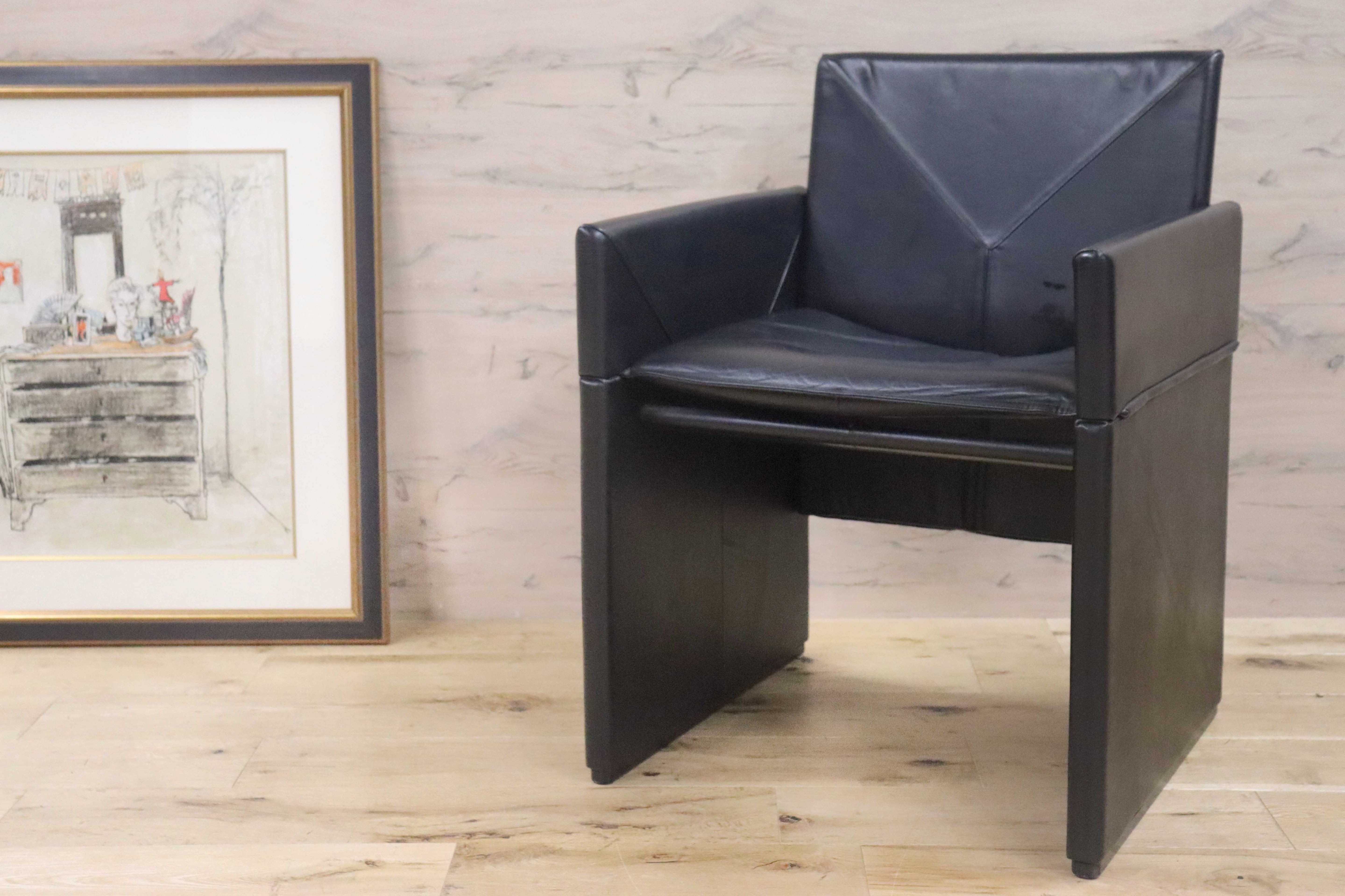 GMGK341D○Artfort / アーティフォート イージーチェア 黒 本革 イタリアモダン ヴィンテージ 稀少 検)cassina マリオベリーニ ブレイク