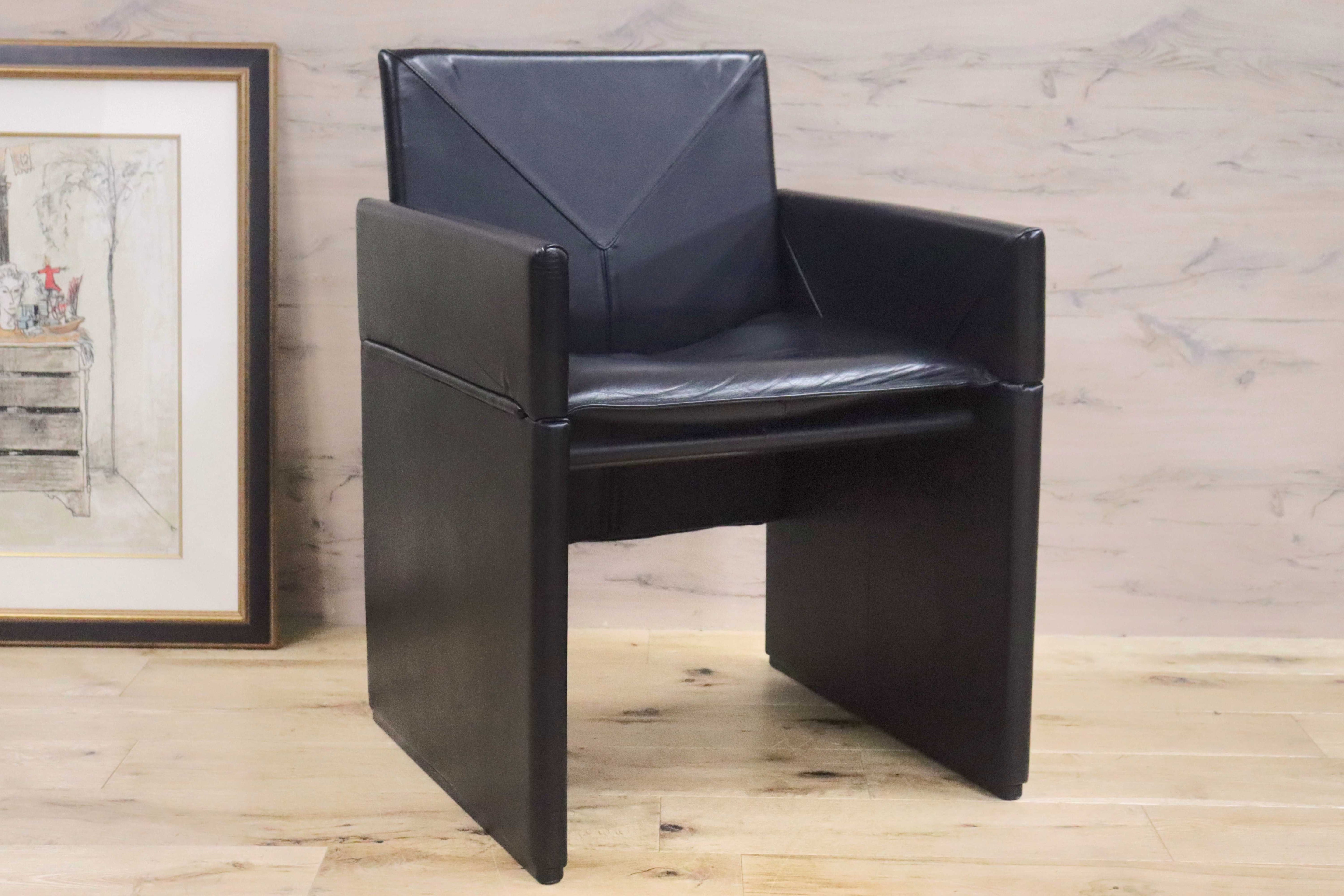 GMGK341D○Artfort / アーティフォート イージーチェア 黒 本革 イタリアモダン ヴィンテージ 稀少 検)cassina マリオベリーニ ブレイク