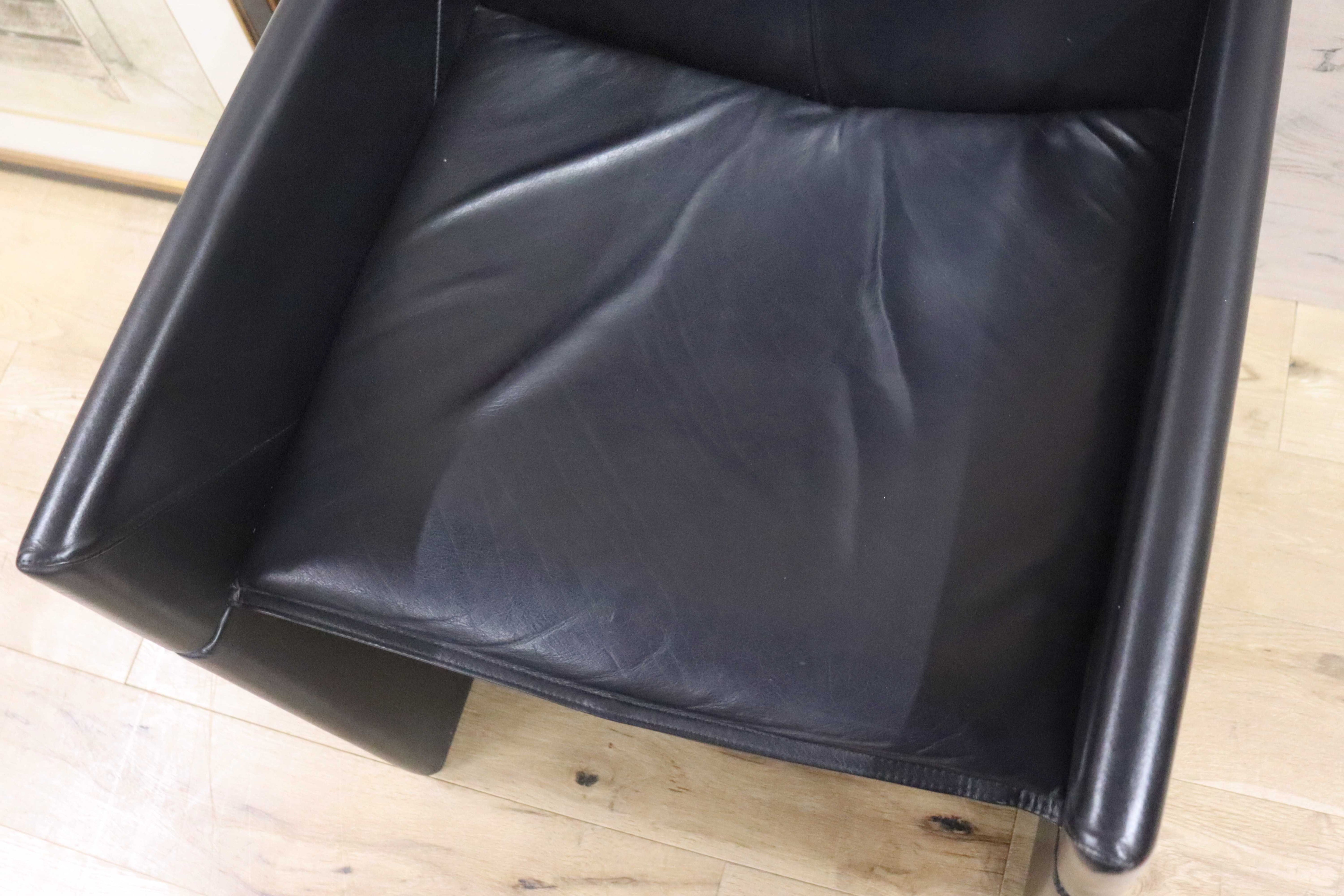 GMGK341D○Artfort / アーティフォート イージーチェア 黒 本革 イタリアモダン ヴィンテージ 稀少 検)cassina マリオベリーニ ブレイク