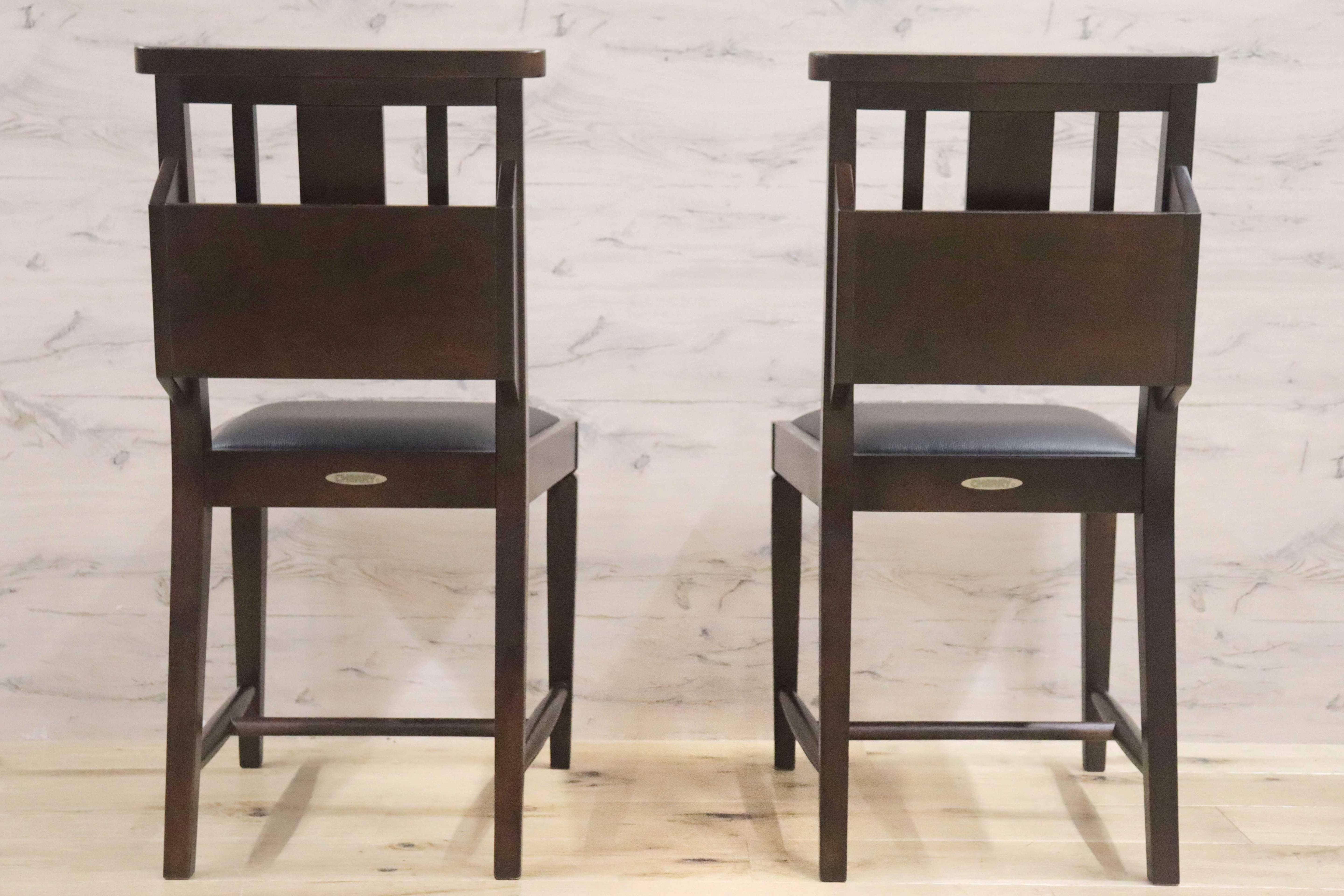 GMGN342X○CHERRY FURNITURE / 桜屋工業 ダイニングチェア チャーチチェア マガジンラック 合皮 ダークブラウン 2脚セット モダン 未使用品