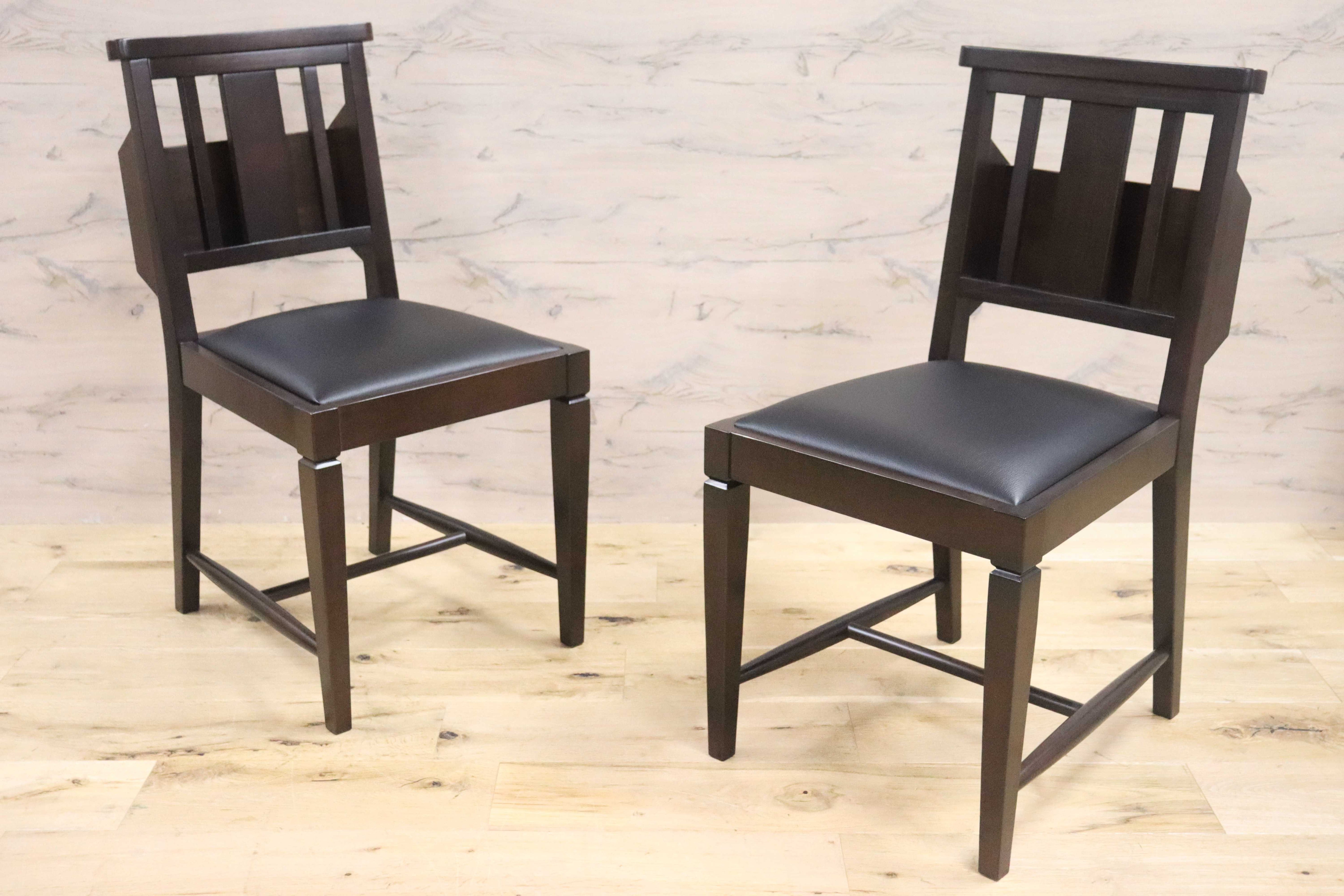 GMGN342Y○CHERRY FURNITURE / 桜屋工業 ダイニングチェア チャーチチェア マガジンラック 合皮 ダークブラウン 2脚セット モダン 未使用品