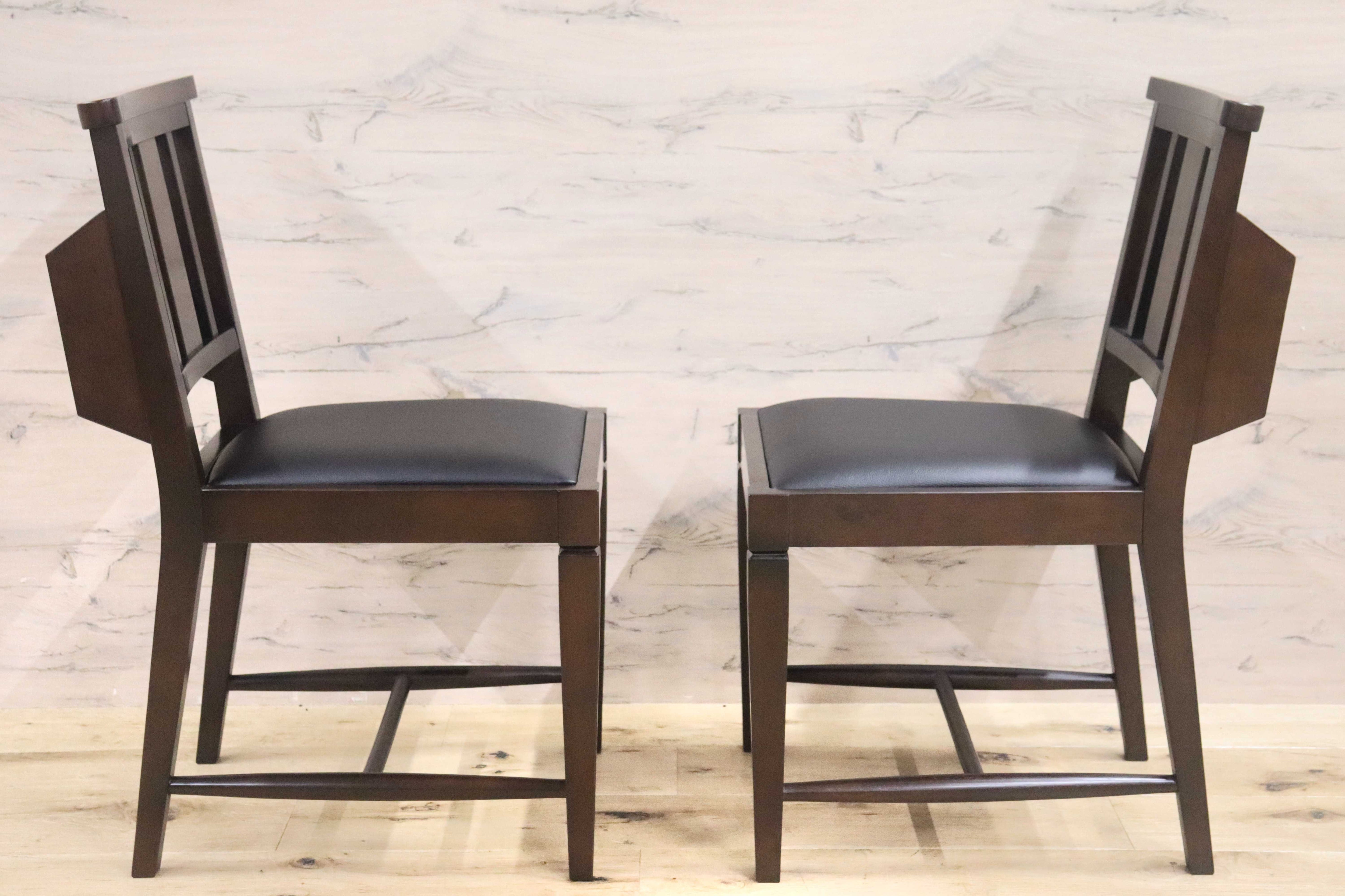 GMGN342Y○CHERRY FURNITURE / 桜屋工業 ダイニングチェア チャーチチェア マガジンラック 合皮 ダークブラウン 2脚セット モダン 未使用品