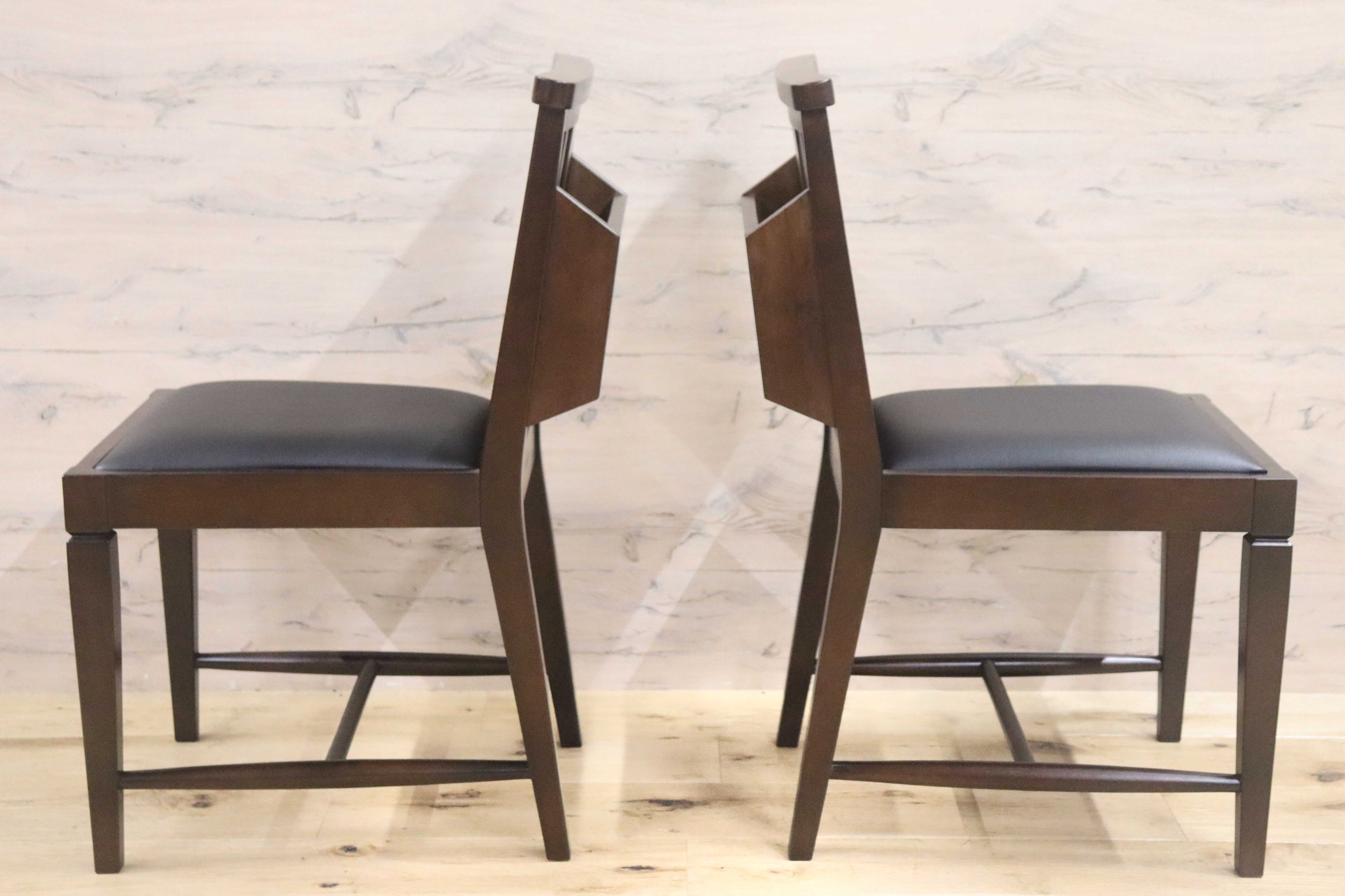 GMGN342Y○CHERRY FURNITURE / 桜屋工業 ダイニングチェア チャーチチェア マガジンラック 合皮 ダークブラウン 2脚セット モダン 未使用品