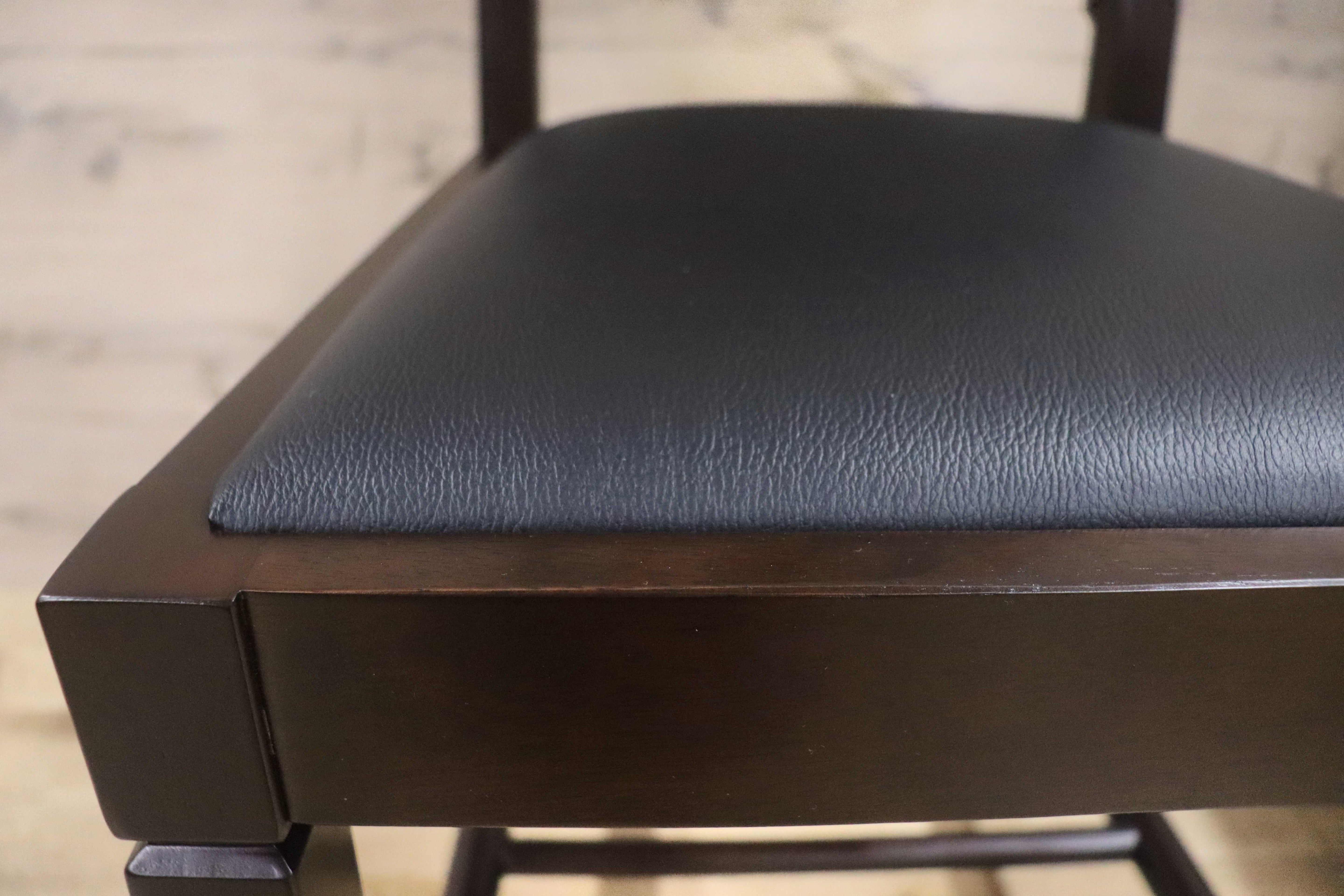 GMGN342Y○CHERRY FURNITURE / 桜屋工業 ダイニングチェア チャーチチェア マガジンラック 合皮 ダークブラウン 2脚セット モダン 未使用品