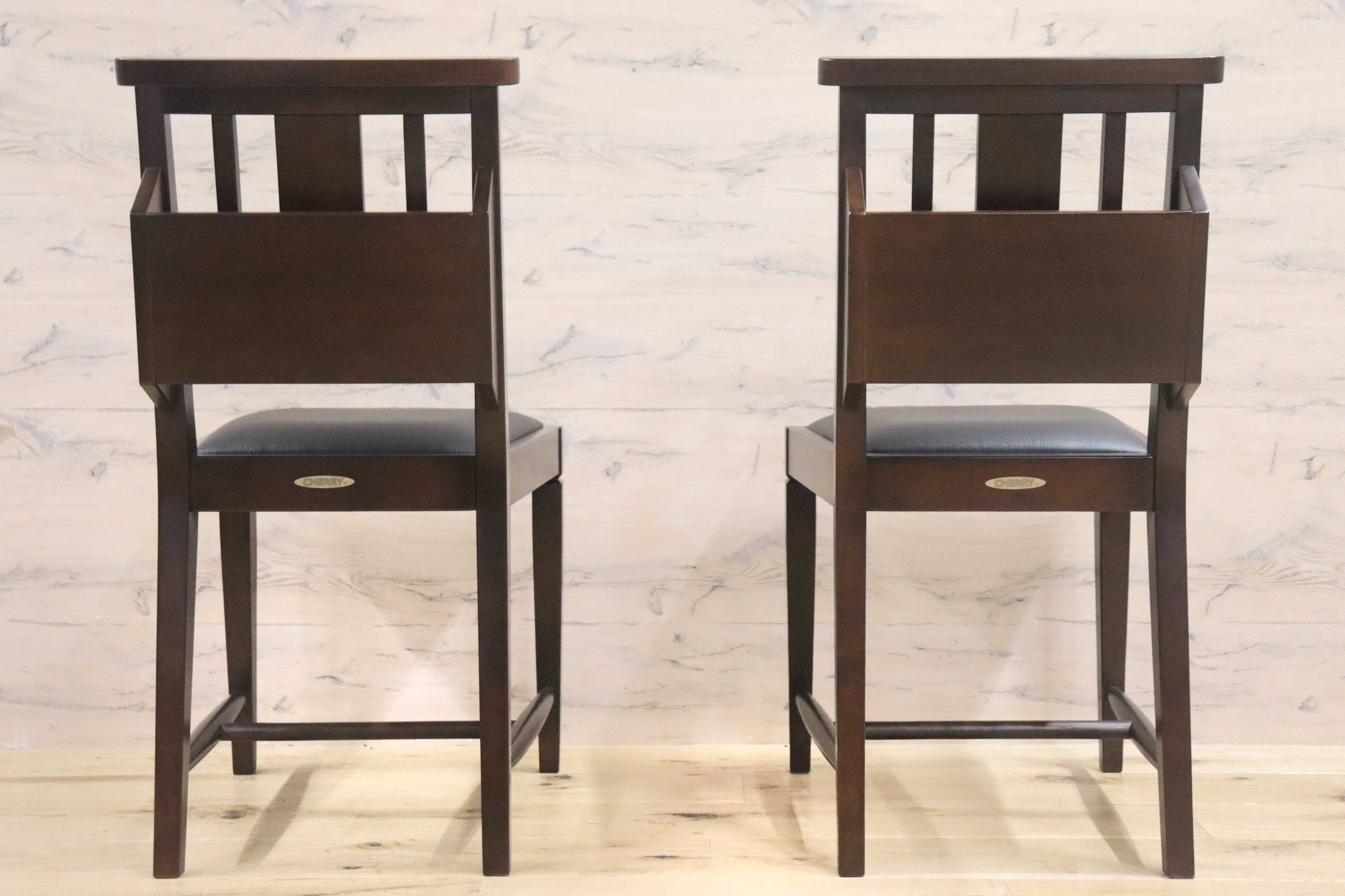 GMGN342Y○CHERRY FURNITURE / 桜屋工業 ダイニングチェア チャーチチェア マガジンラック 合皮 ダークブラウン 2脚セット モダン 未使用品