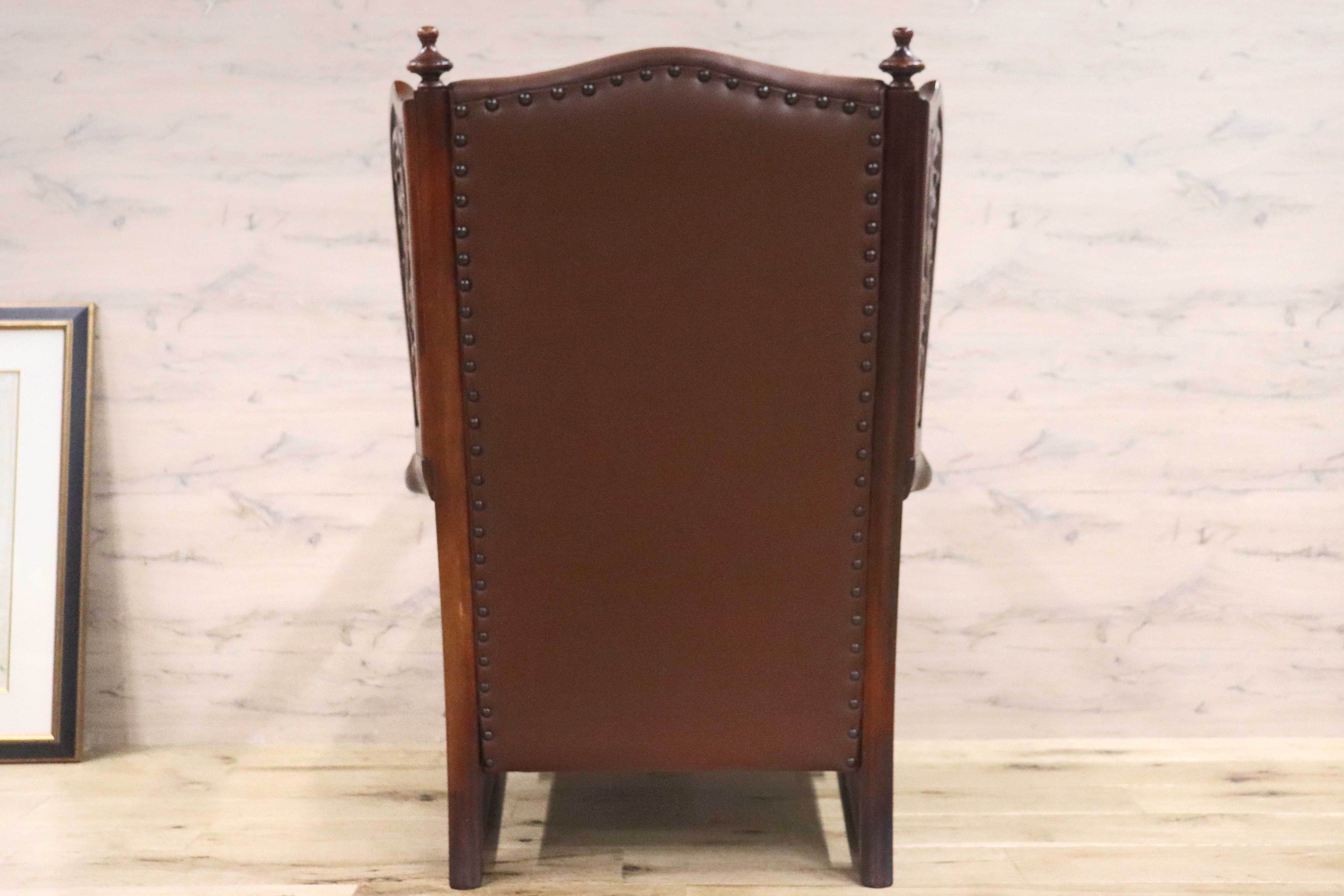 GMGN295○MORISHIGE / モリシゲ シングルソファ ラウンジチェア 椅子 本革 彫刻 IDC大塚家具 クラシック 大正モダン 最高峰 約38万 稀少