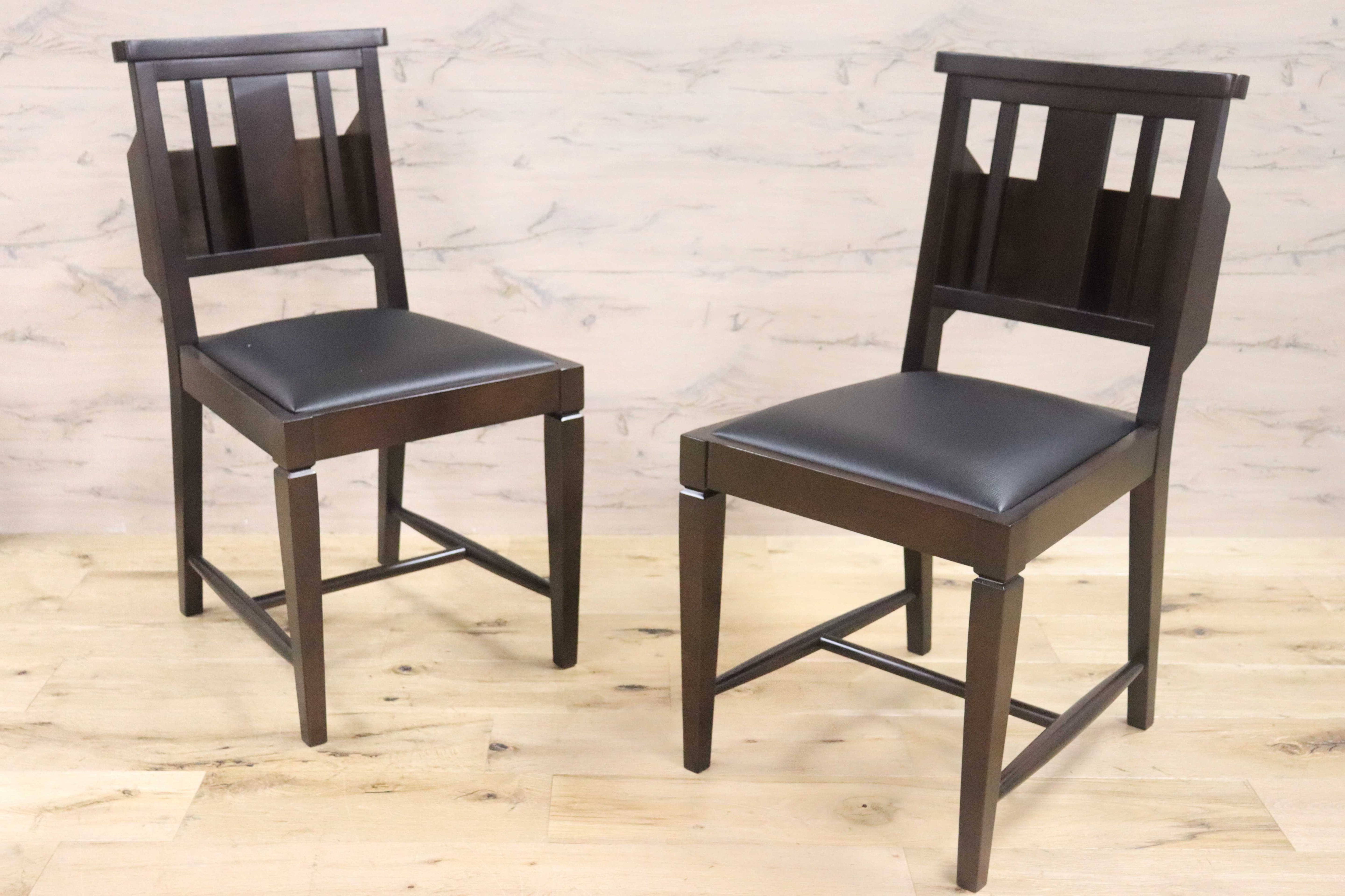 GMGN342Z○CHERRY FURNITURE / 桜屋工業 ダイニングチェア チャーチチェア マガジンラック 合皮 ダークブラウン 2脚セット モダン 未使用品