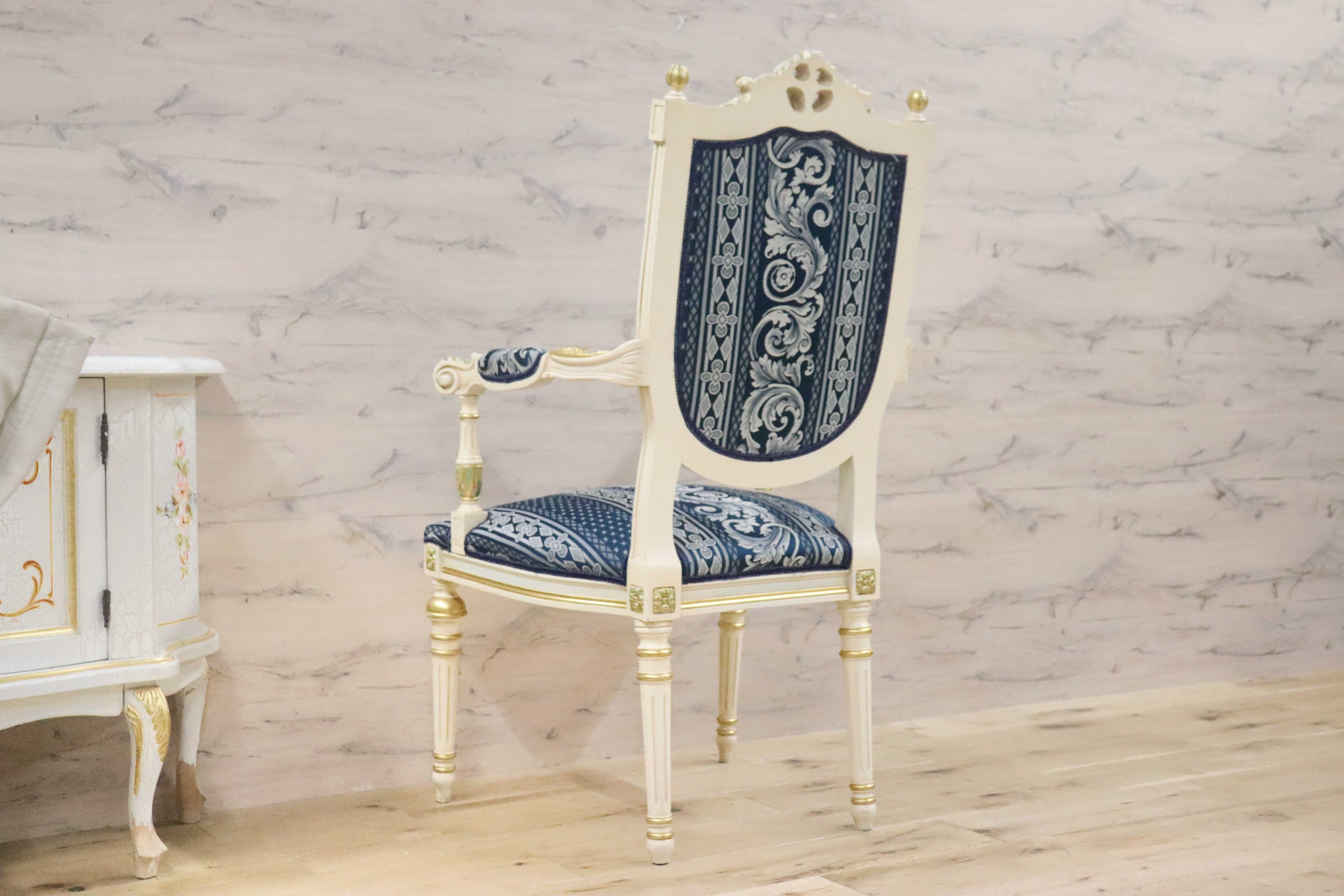 GMGN490C○西洋 アンティーク サロンチェア アームチェア 椅子 クラシック エレガント シャビーシック ロココ調 ヨーロピアン