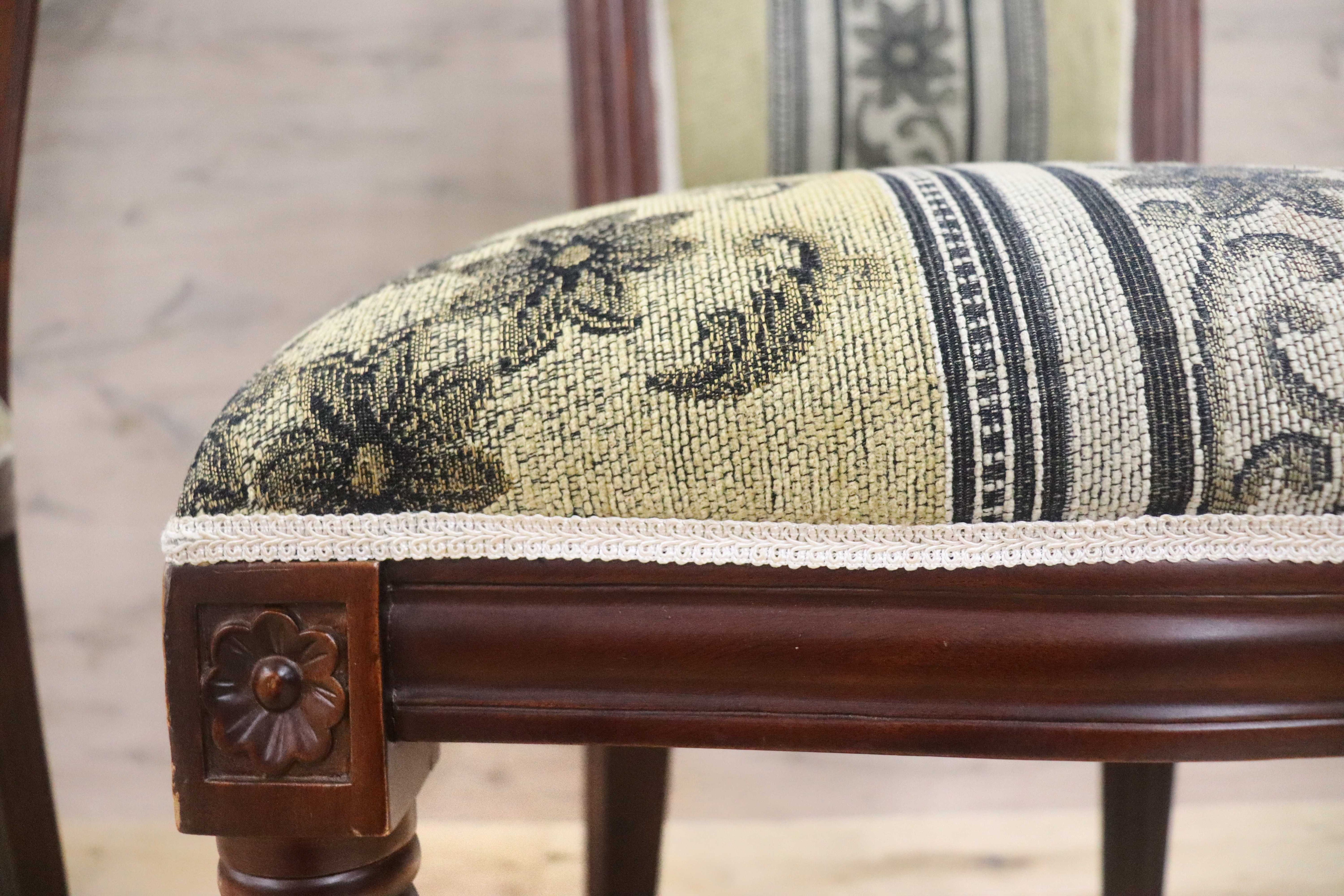 GMGN488A○イタリア製 ダイニングチェア アームレスチェア 椅子 マホガニー材 ファブリック 花柄 クラシック 西洋 ヨーロピアン 2脚セット