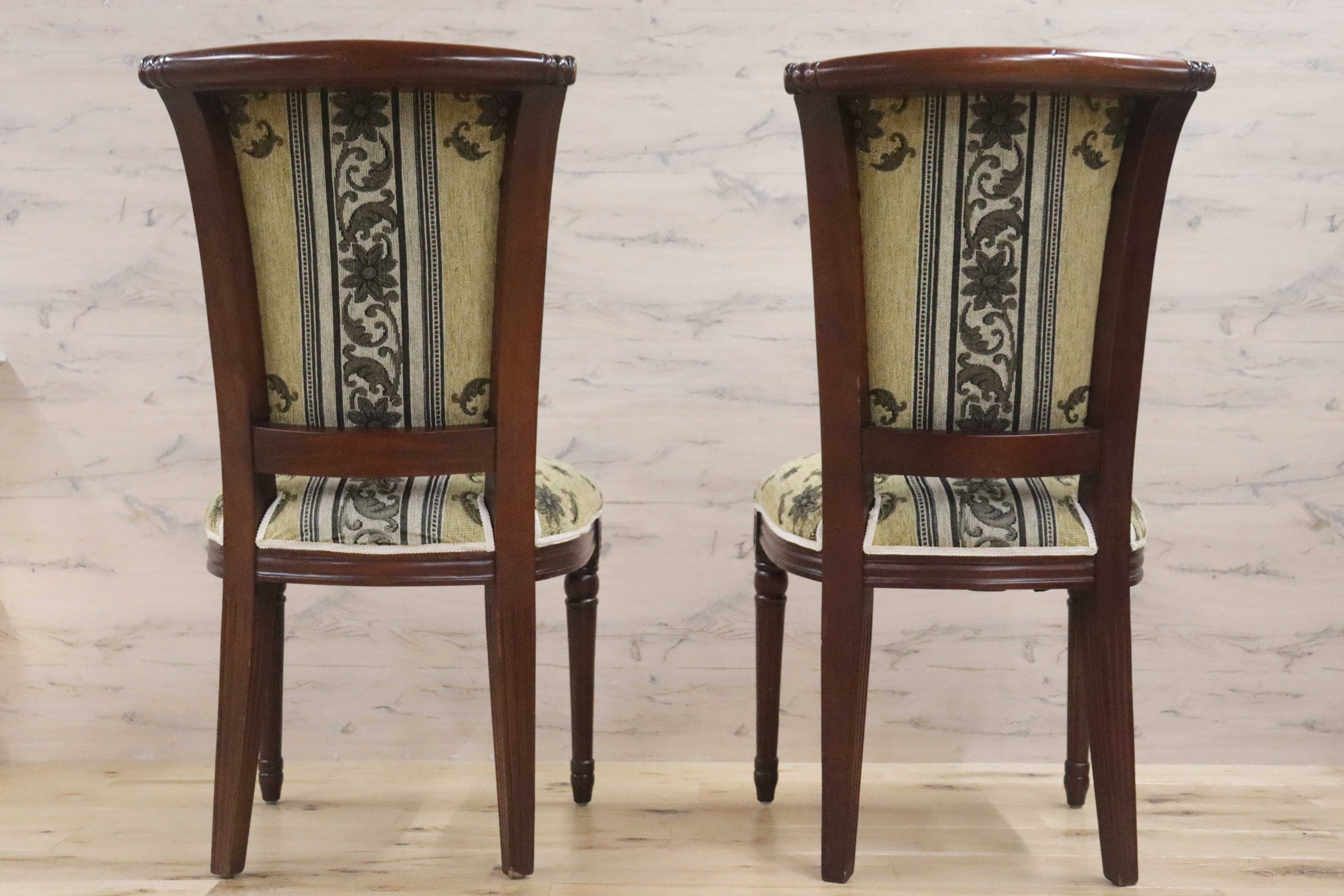 GMGN488A○イタリア製 ダイニングチェア アームレスチェア 椅子 マホガニー材 ファブリック 花柄 クラシック 西洋 ヨーロピアン 2脚セット