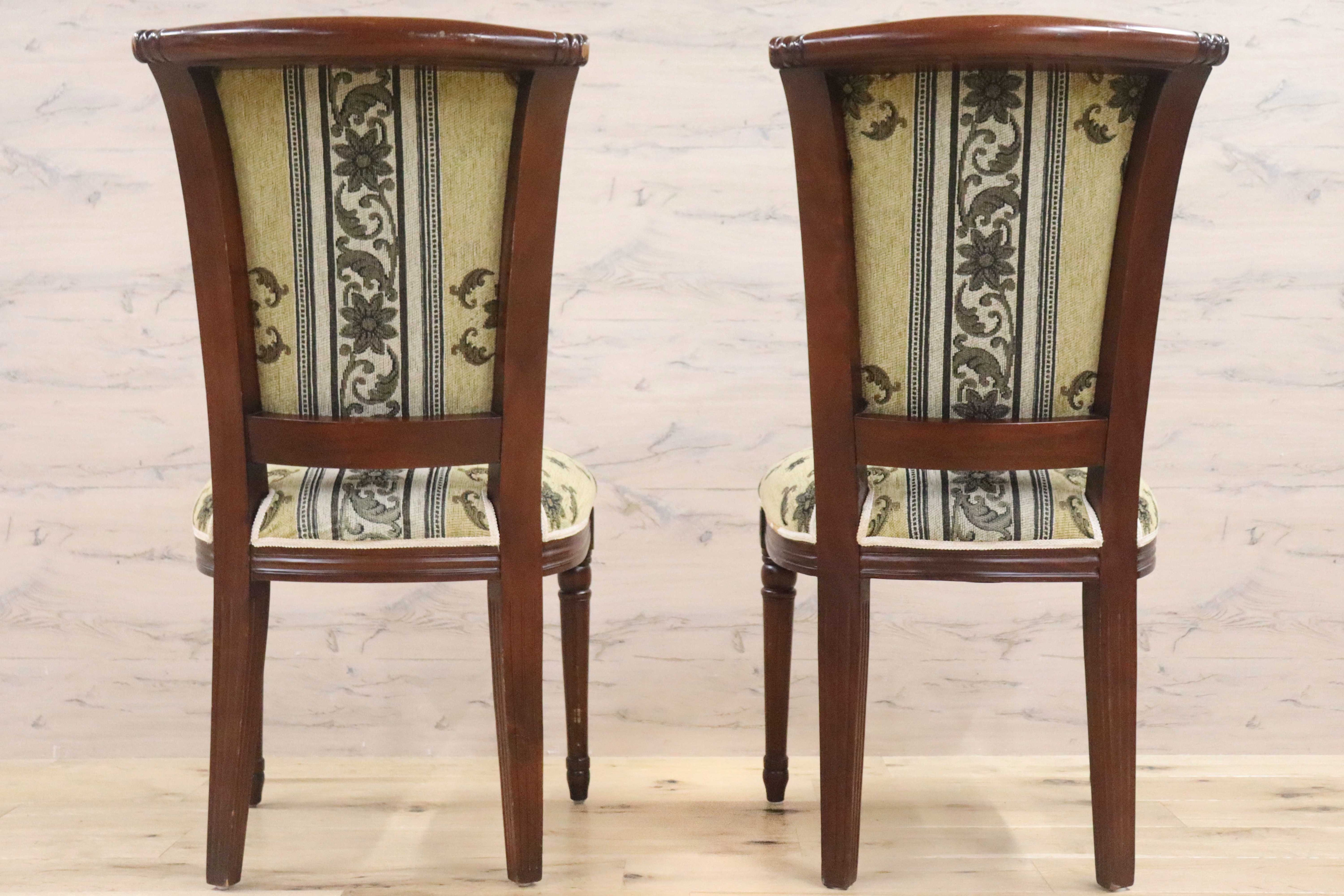 GMGN488D○イタリア製 ダイニングチェア アームレスチェア 椅子 マホガニー材 ファブリック 花柄 クラシック 西洋 ヨーロピアン 2脚セット