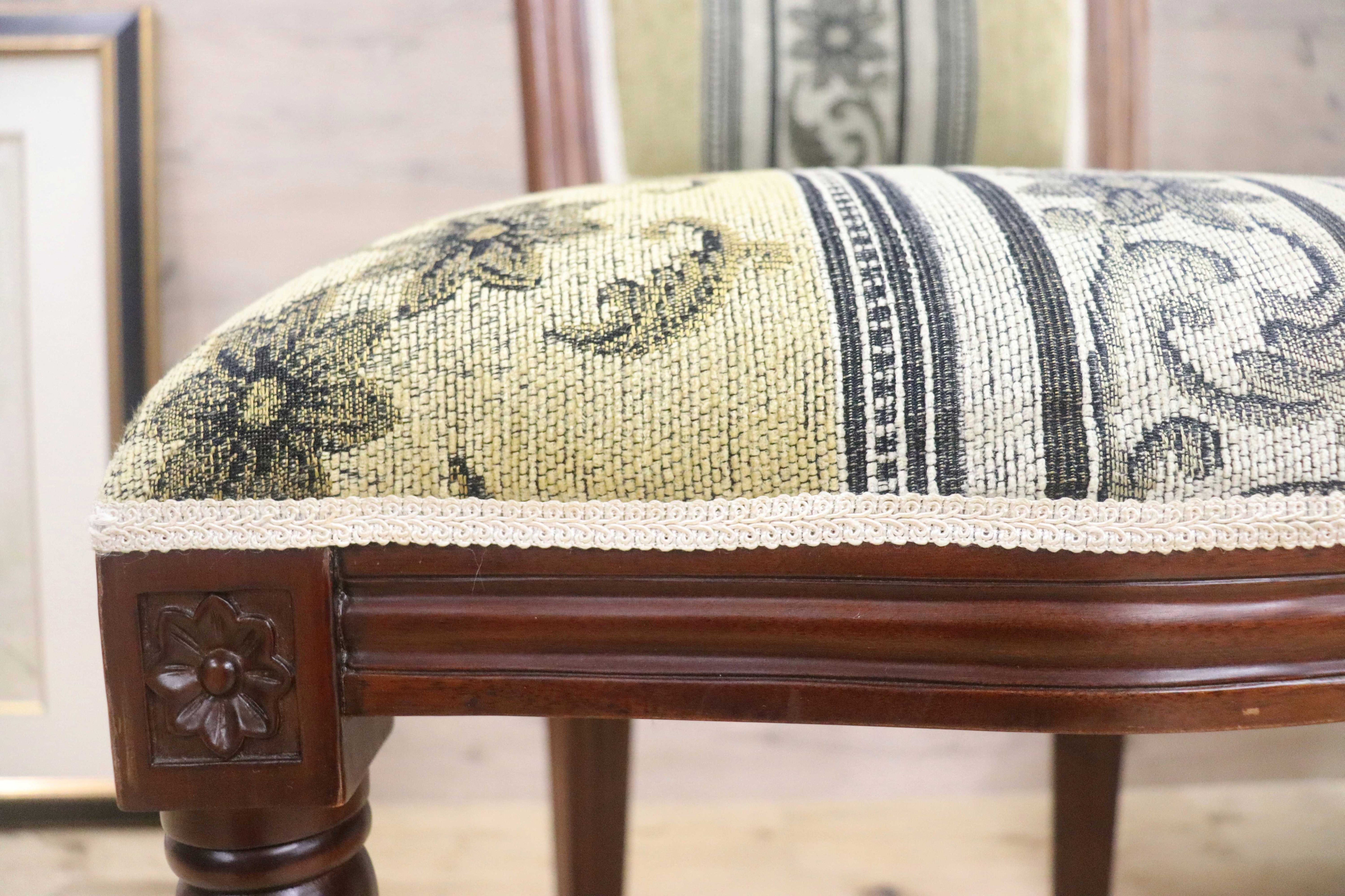 GMGN488E○イタリア製 ダイニングチェア アームレスチェア 椅子 マホガニー材 ファブリック 花柄 クラシック 西洋 ヨーロピアン 2脚セット