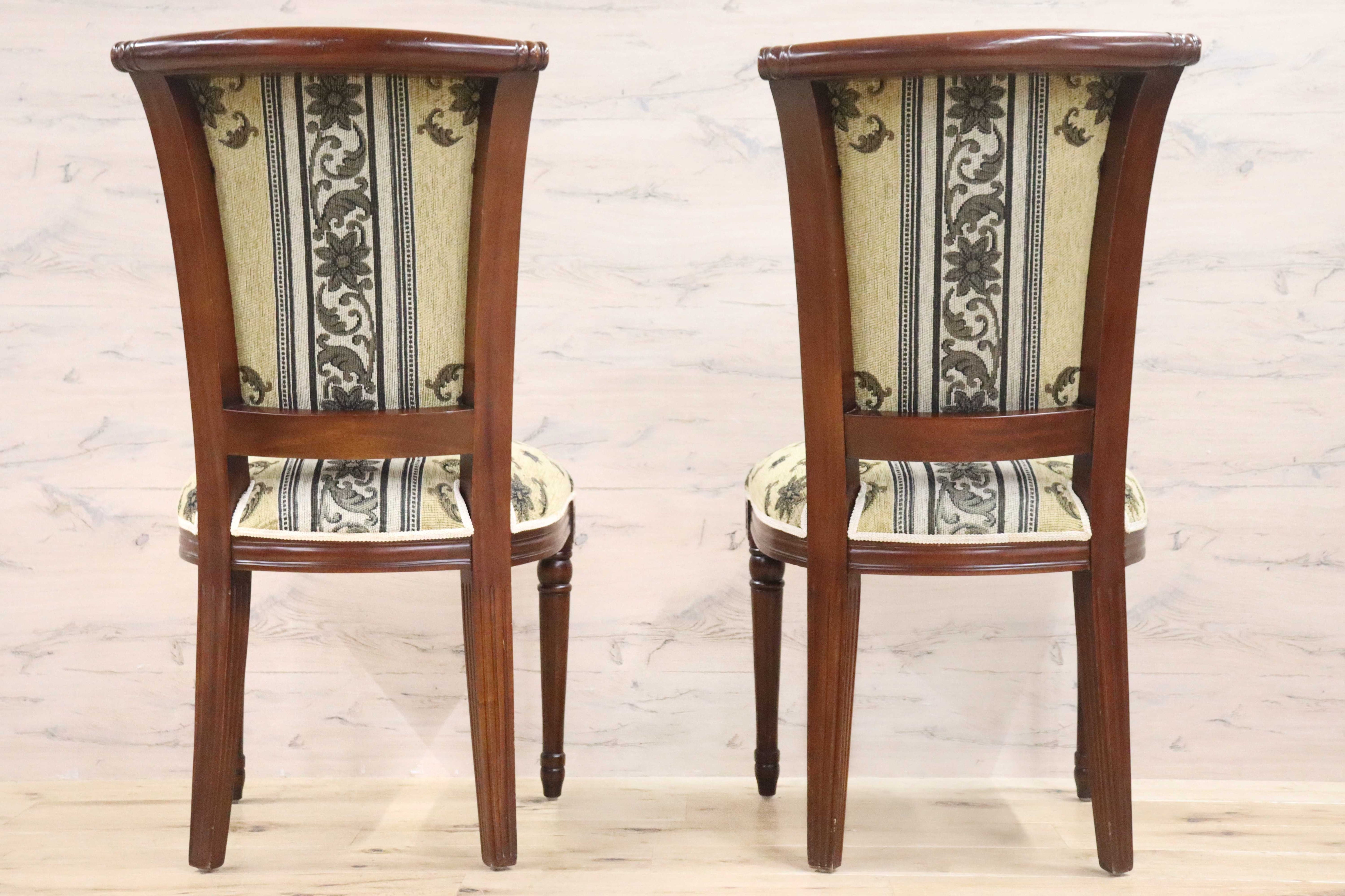 GMGN488H○イタリア製 ダイニングチェア アームレスチェア 椅子 マホガニー材 ファブリック 花柄 クラシック 西洋 ヨーロピアン 2脚セット
