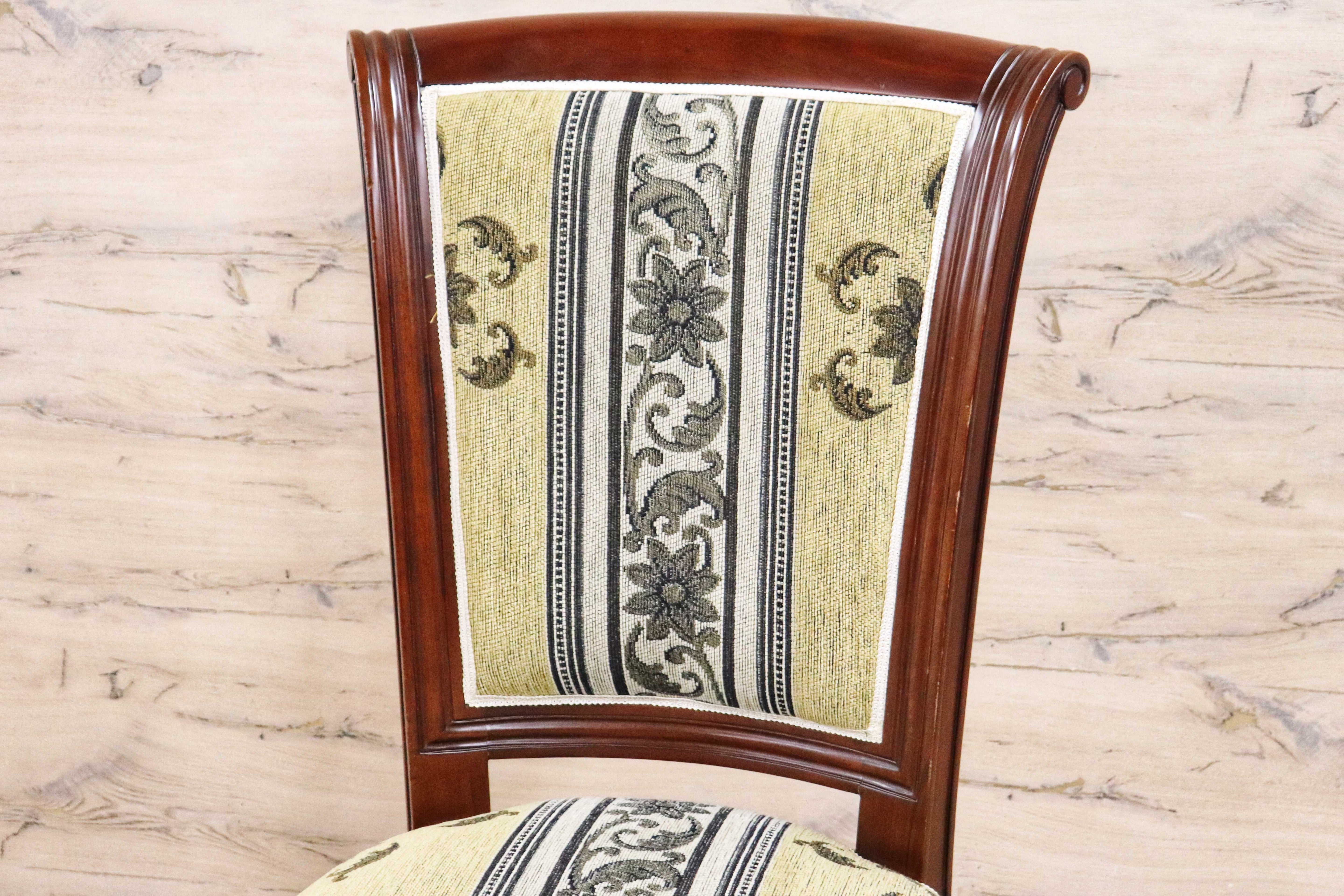 GMGN488W○イタリア製 ダイニングチェア アームレスチェア 椅子 マホガニー材 ファブリック 花柄 クラシック 西洋 ヨーロピアン