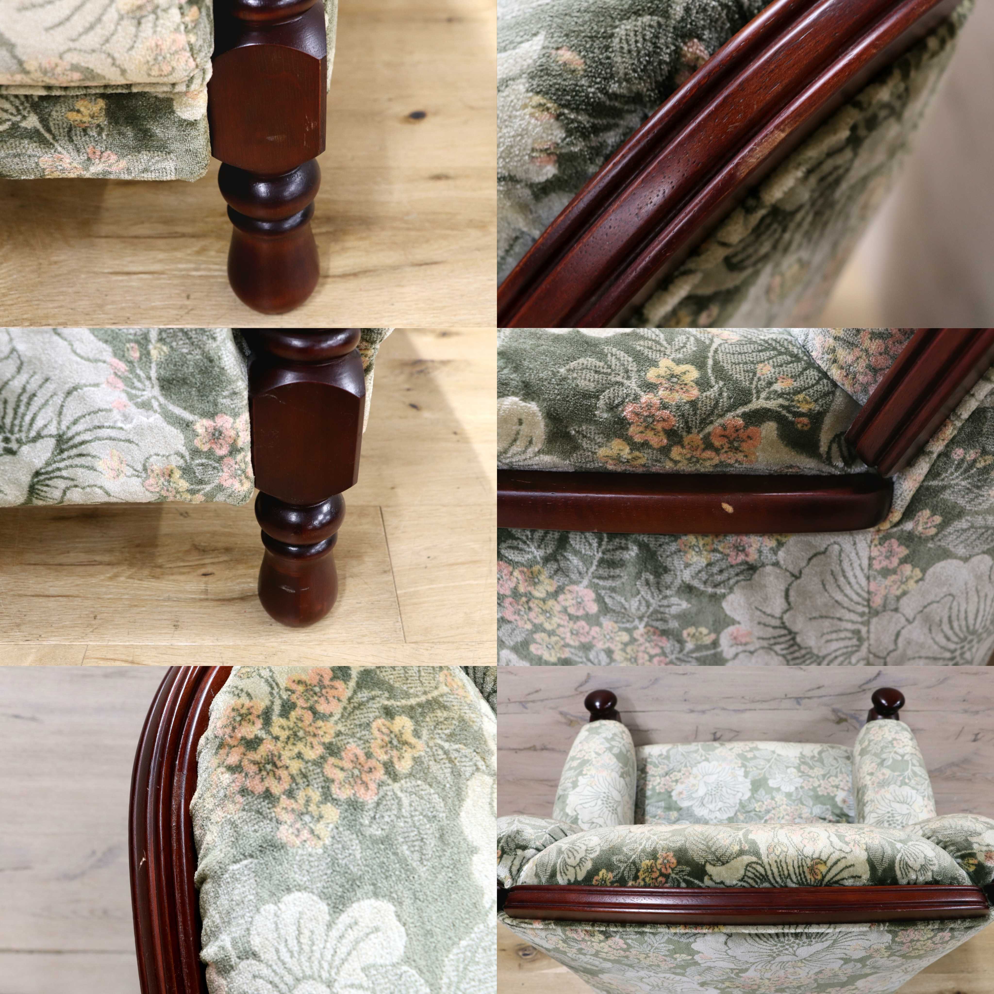 GMIH195B○karimoku / カリモク コロニアル 1人掛けソファ シングルソファ ラウンジチェア 国産家具 ファブリック 花柄 定価約10.4万