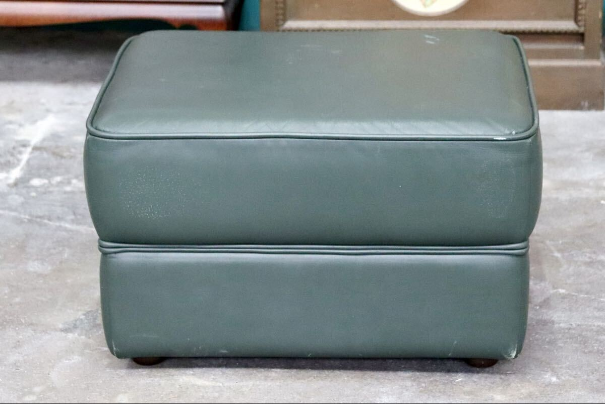 GMIS509A○karimoku / カリモク スツール オットマン 椅子 足置き 腰掛け 本革 ダークグリーン モダン シンプル 国産家具