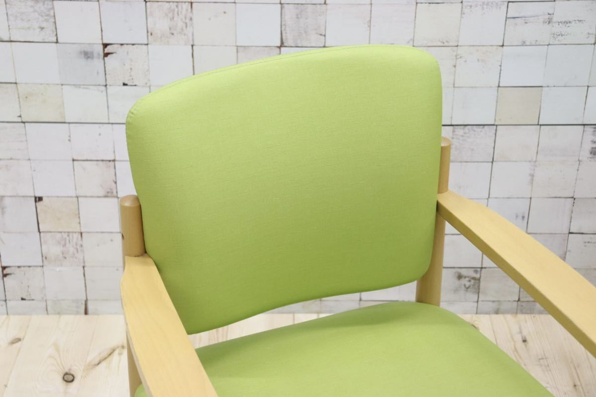 GMFT413E○LION / ライオン事務器 アームチェア オフィスチェア 椅子 2脚セット 合皮 イエローグリーン ナチュラル