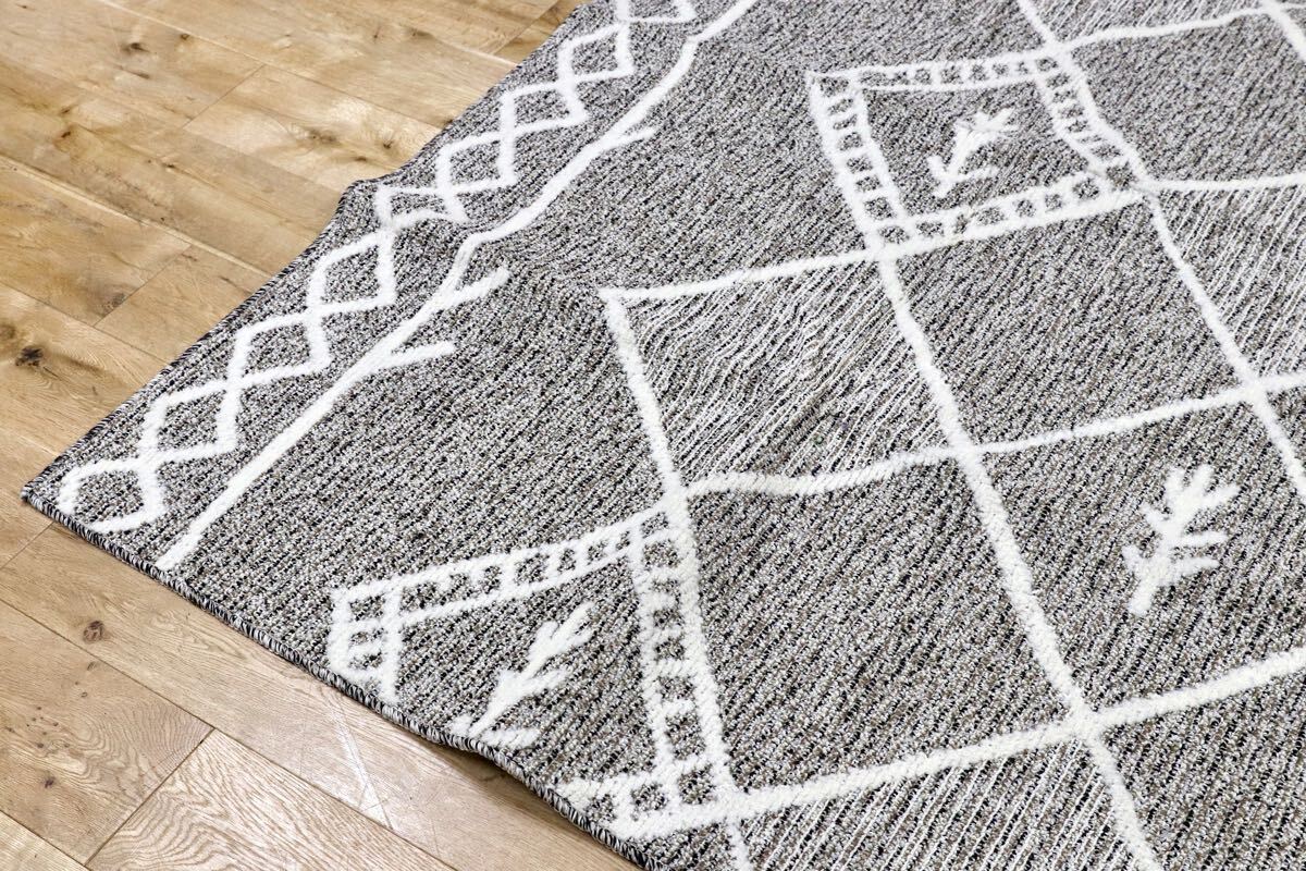 GMHH322A○日本カーペット工業会 カルム ポリプロピレン100% ブラウン ラグ カーペット 絨毯 モデルルーム展示品