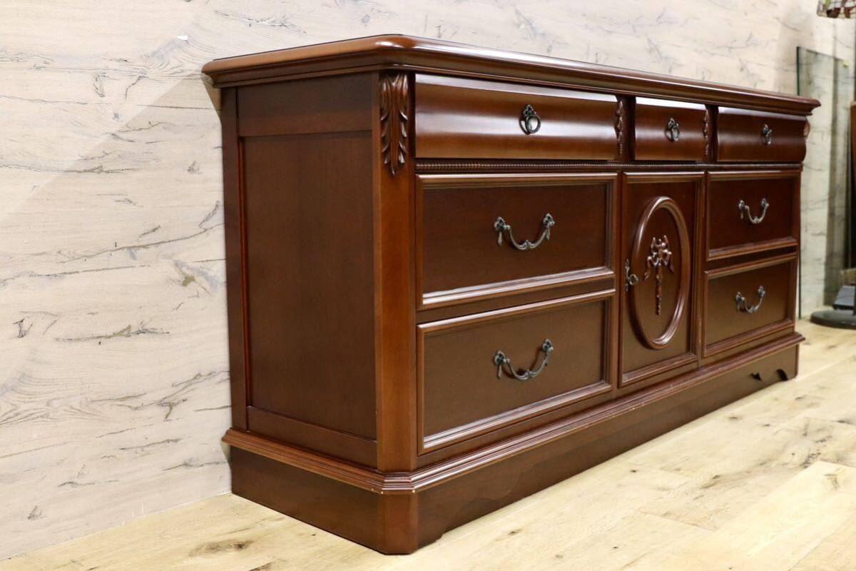 GMHS138○Lynn Hollyn / リンホーリン サイドボード リビングボード チェスト 定価約38万 収納家具 エレガント クラシック IDC大塚家具