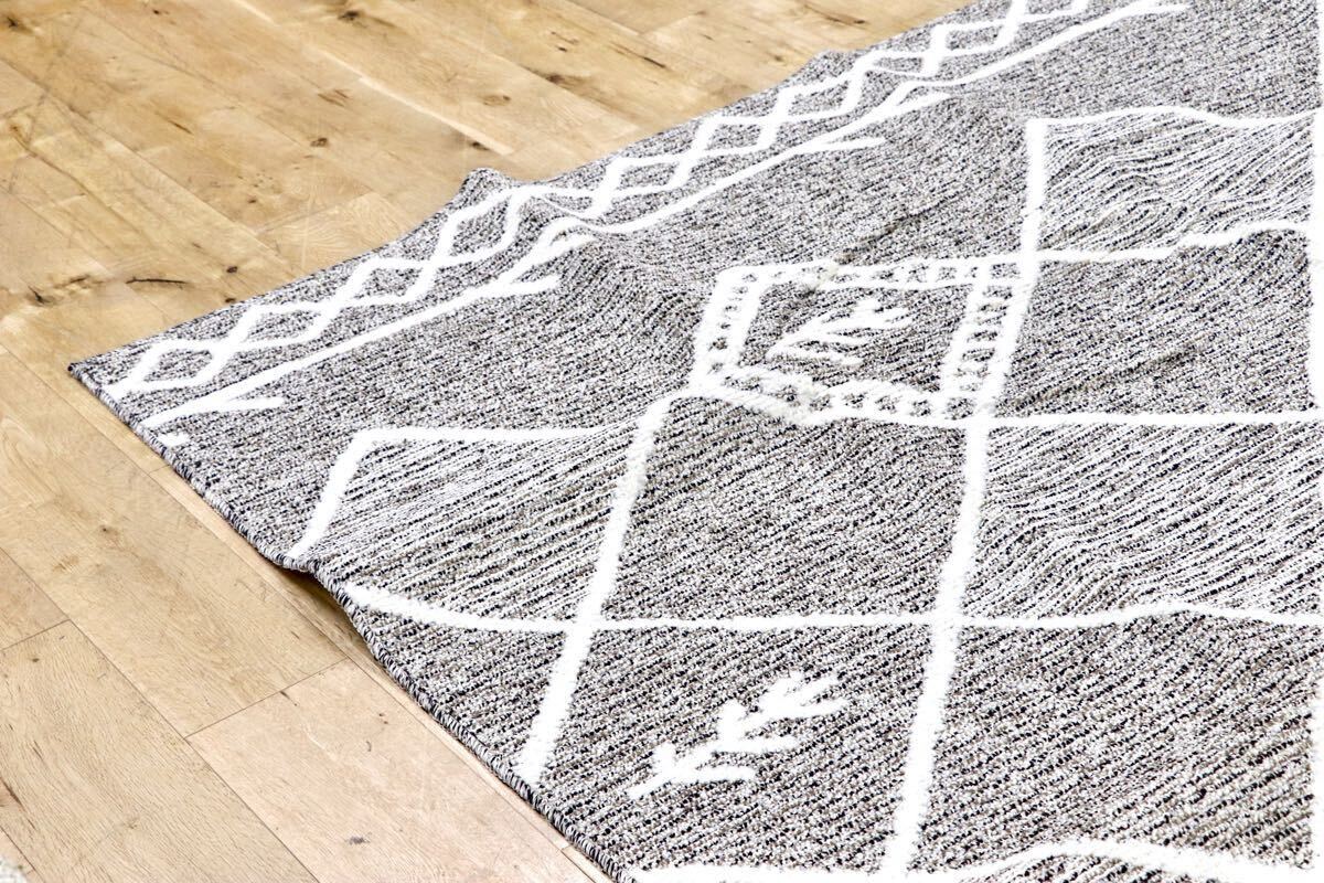 GMHH322D○日本カーペット工業会 カルム ポリプロピレン100% ブラウン ラグ カーペット 絨毯 モデルルーム展示品