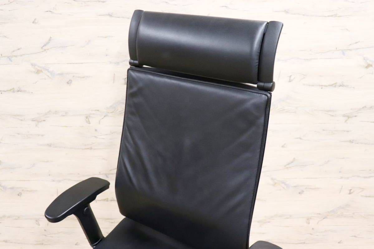 GMGF33○sedus / セダス OPEN UP オープンアップ デスクチェア ハイバックチェア 本革 黒 書斎椅子 オフィスチェア ドイツ 定価約43万