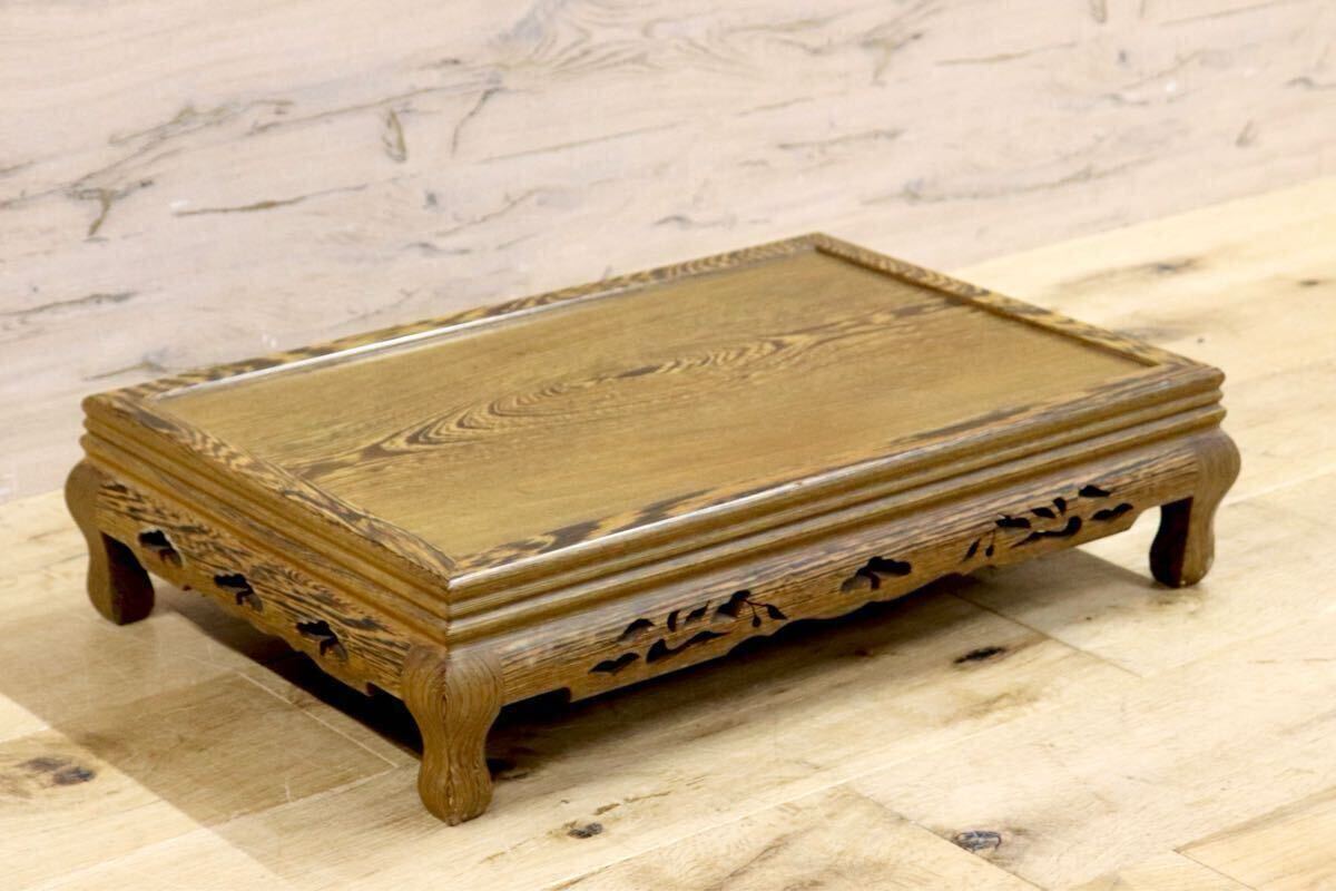 GMHH317A○鉄刀木 タガヤサン 花台 飾り台 床の間 和風 木製 盆栽台 骨董 アンティーク 古美術