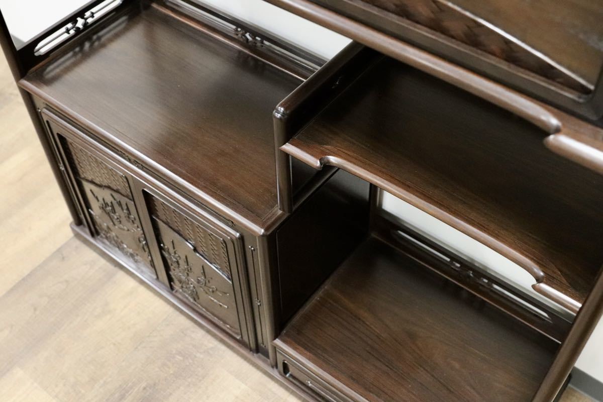 GMGF124○中澤唐木 紫檀 茶棚 飾り棚 サイドボード 和家具 最高級 伝統工芸士 宮下賢次郎 約150万 展示品