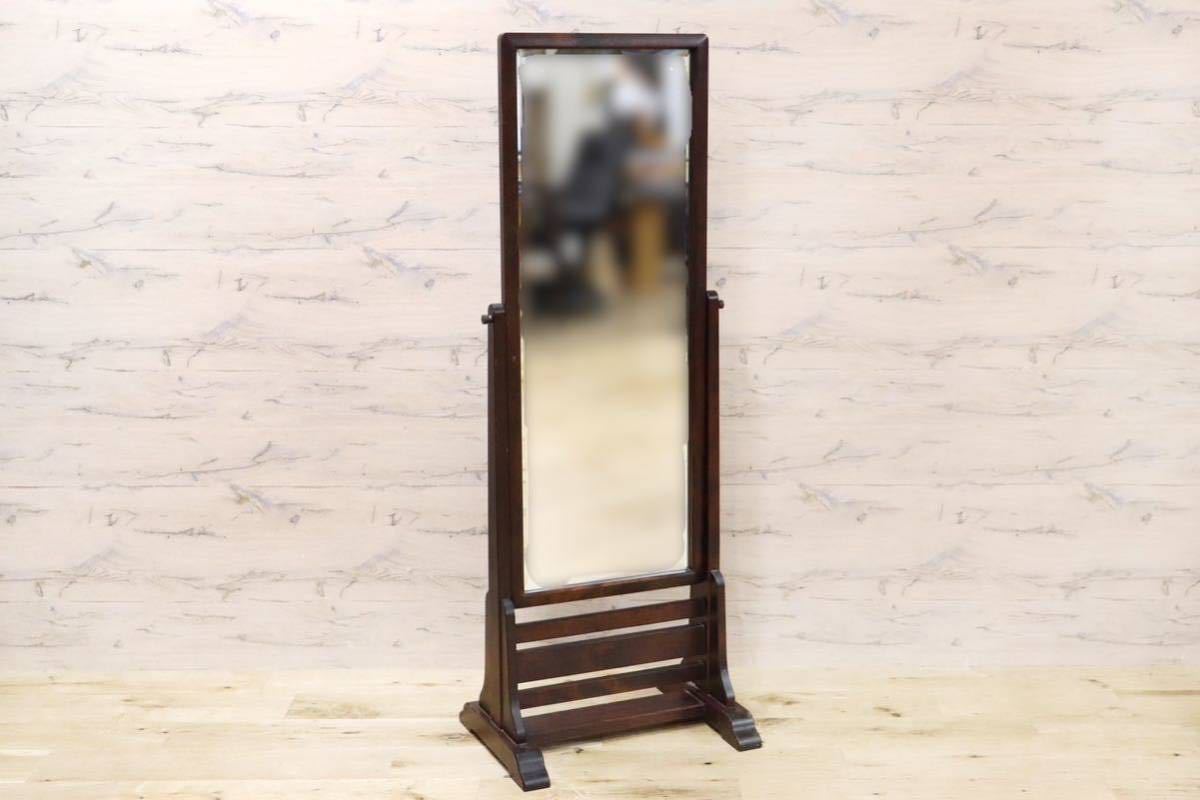 GMFK568○北海道民芸家具 姿見 全身鏡 スタンドミラー ウォールミラー 鏡 和モダン 樺材 飛騨 伝統工芸 定価約10万