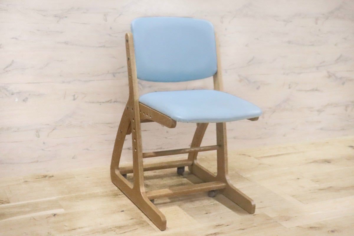 GMGN232○浜本工芸 / HAMAMOTO 学習椅子 キッズチェア 椅子 木製フレーム 合皮 高さ調節機能 DSC-3204B