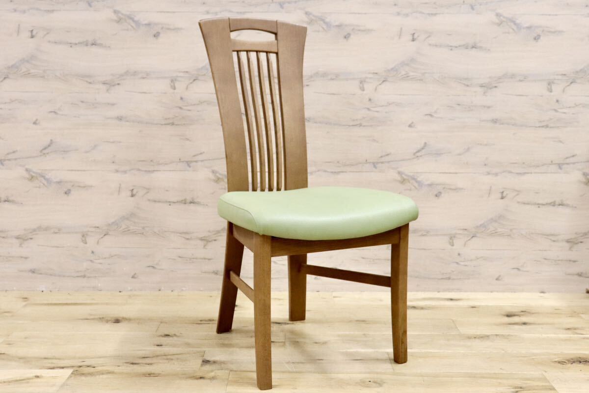 GMHS223C○karimoku / カリモク ダイニングチェア アームレスチェア 椅子 カントリー モダン レトロ オーク 合皮 グリーン 国産家具